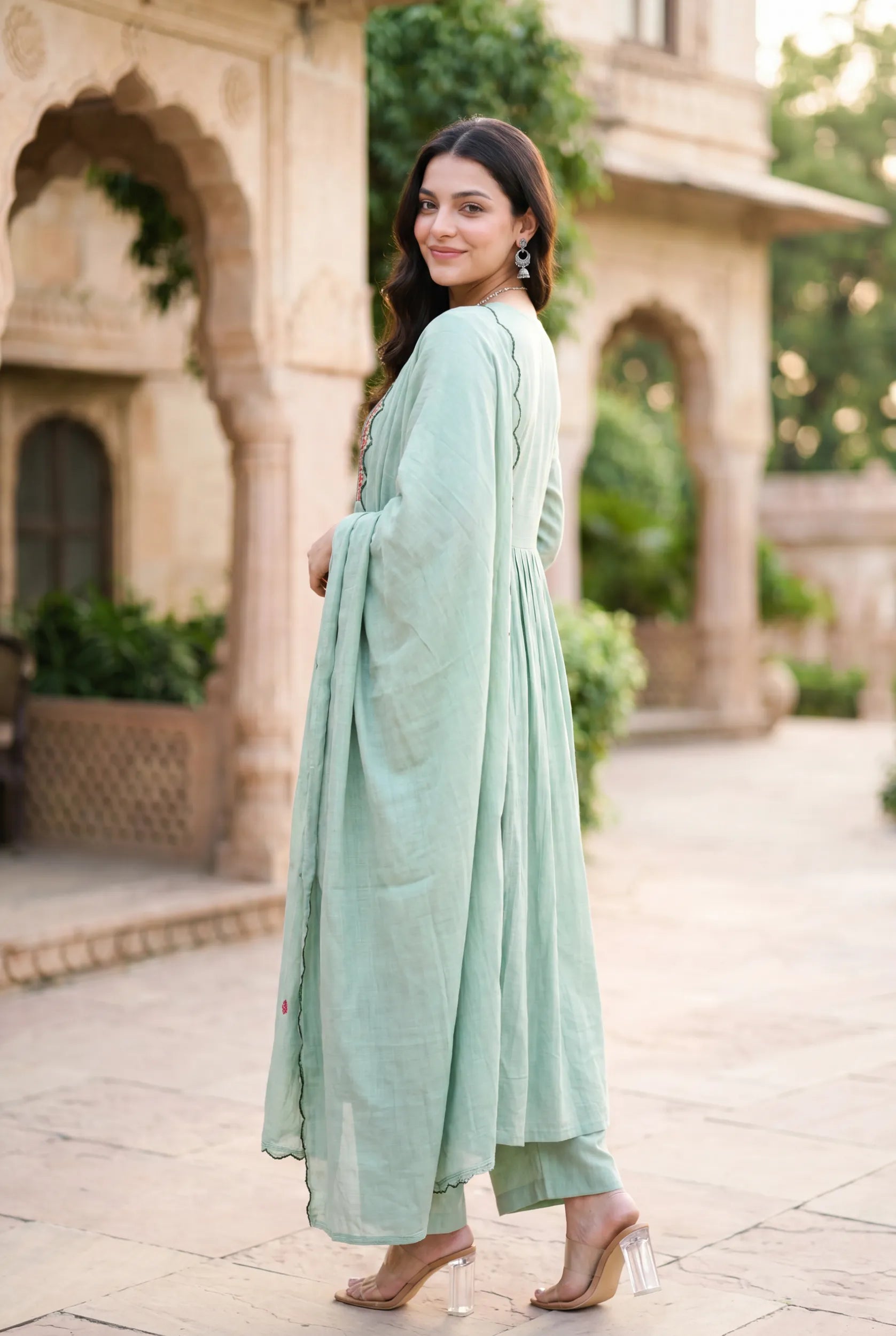 Mint Embroidered Kurta Set