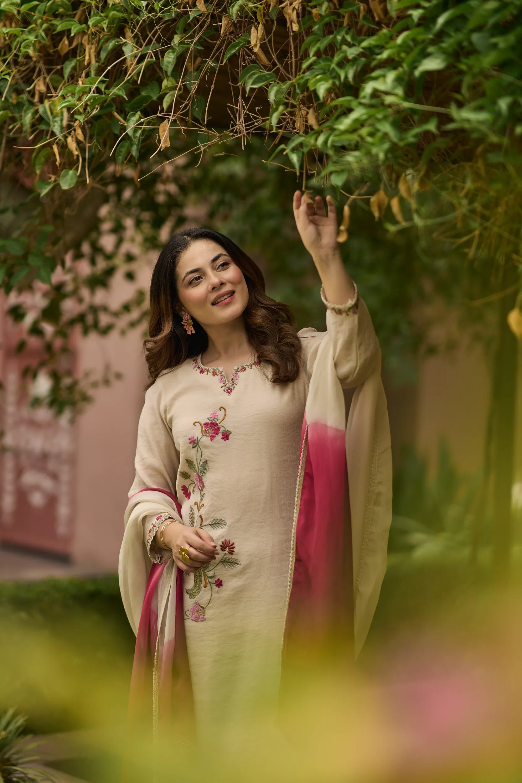 Ivory Floral Kurta  Set