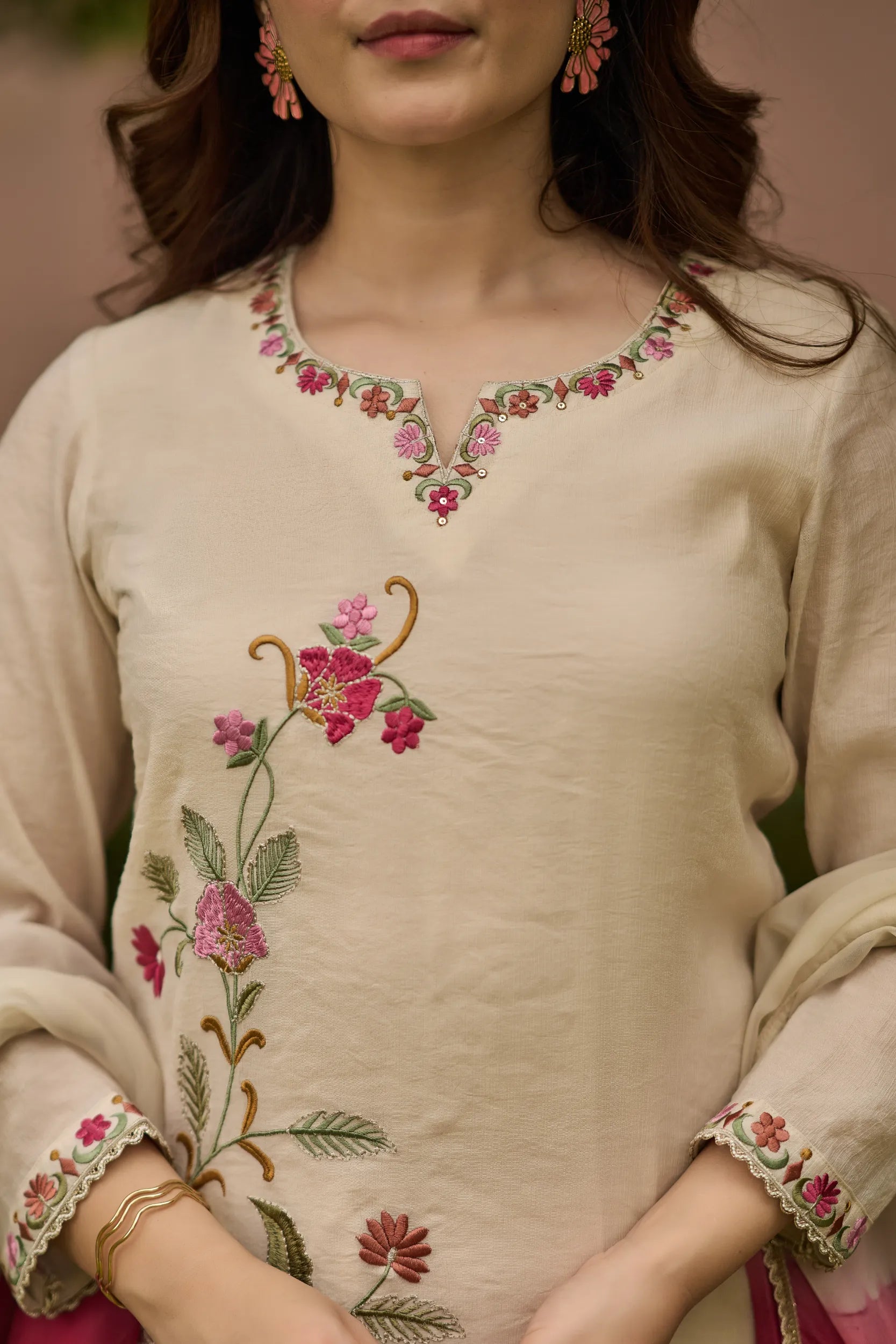 Ivory Floral Kurta  Set