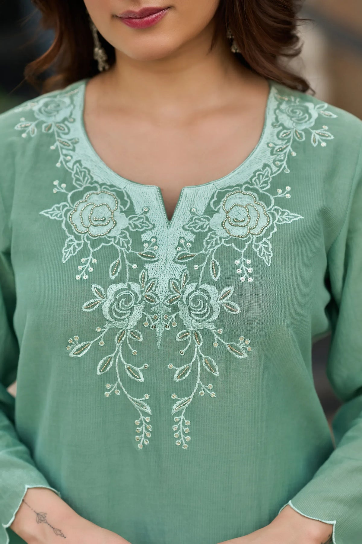 Mint Blossom Kurta Set