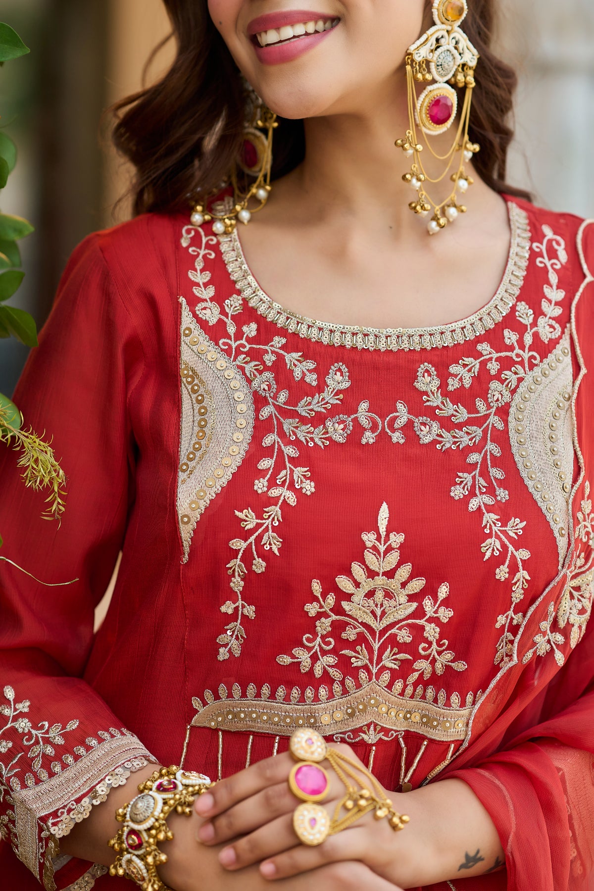 Terracotta Red A-Line Suit Set