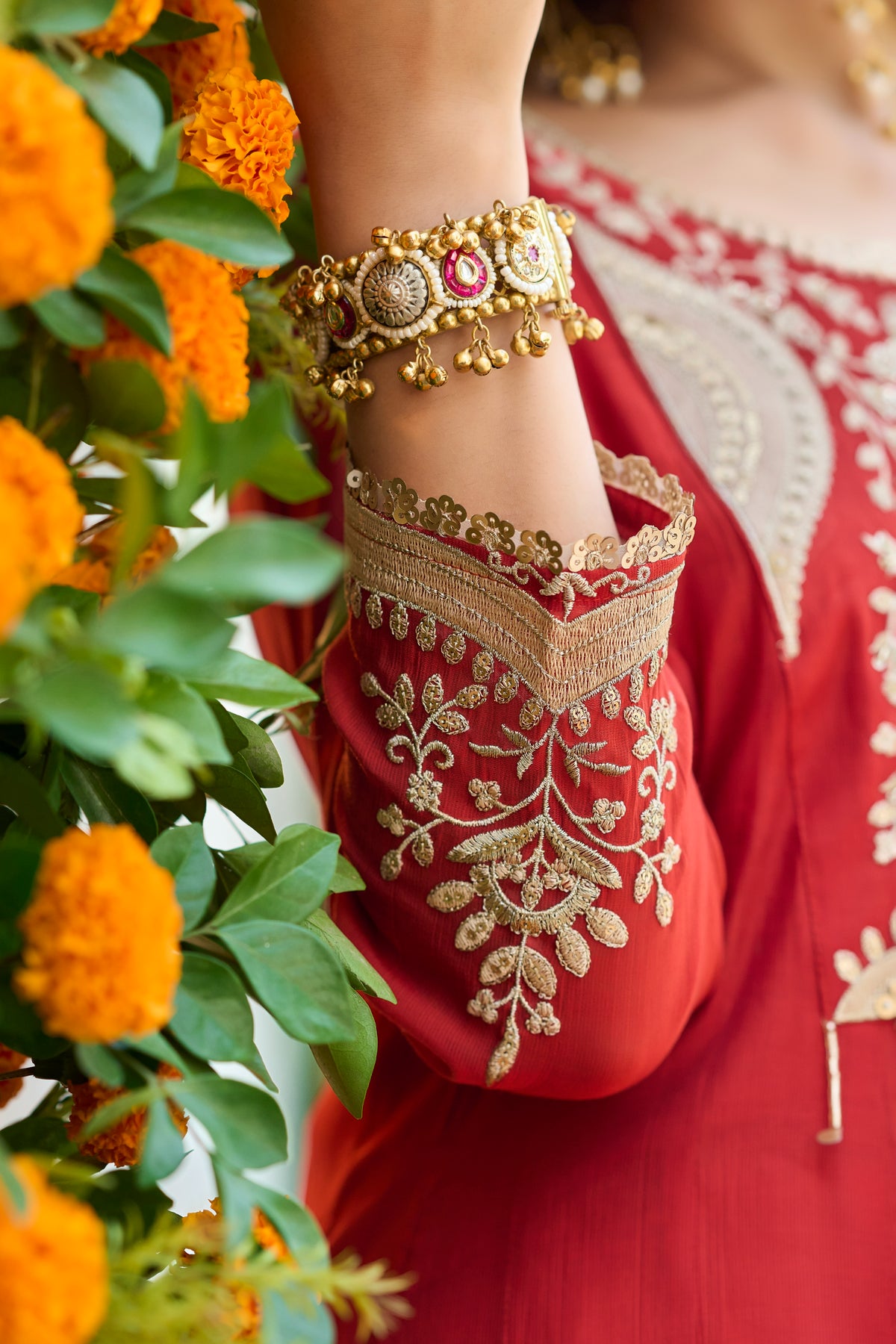 Terracotta Red A-Line Suit Set