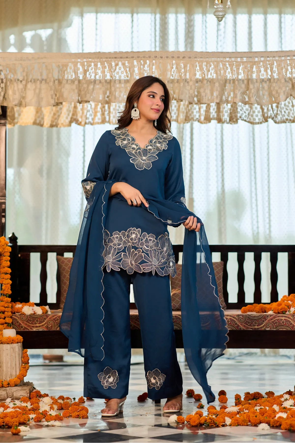 Sapphire Bloom Kurta Set