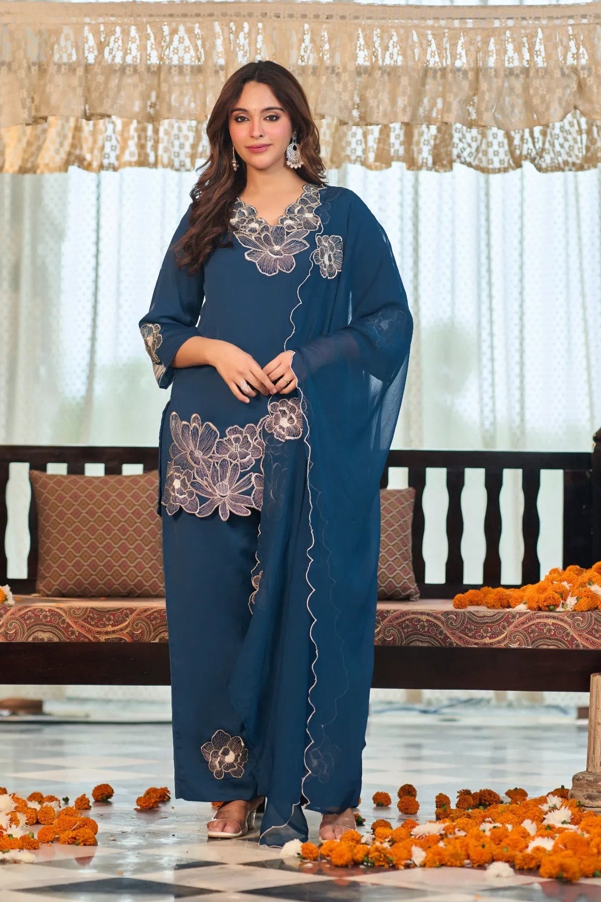 Sapphire Bloom Kurta Set