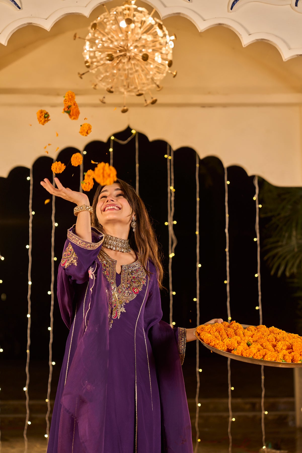 Royal Plum Purple Embroidered Kurta Set