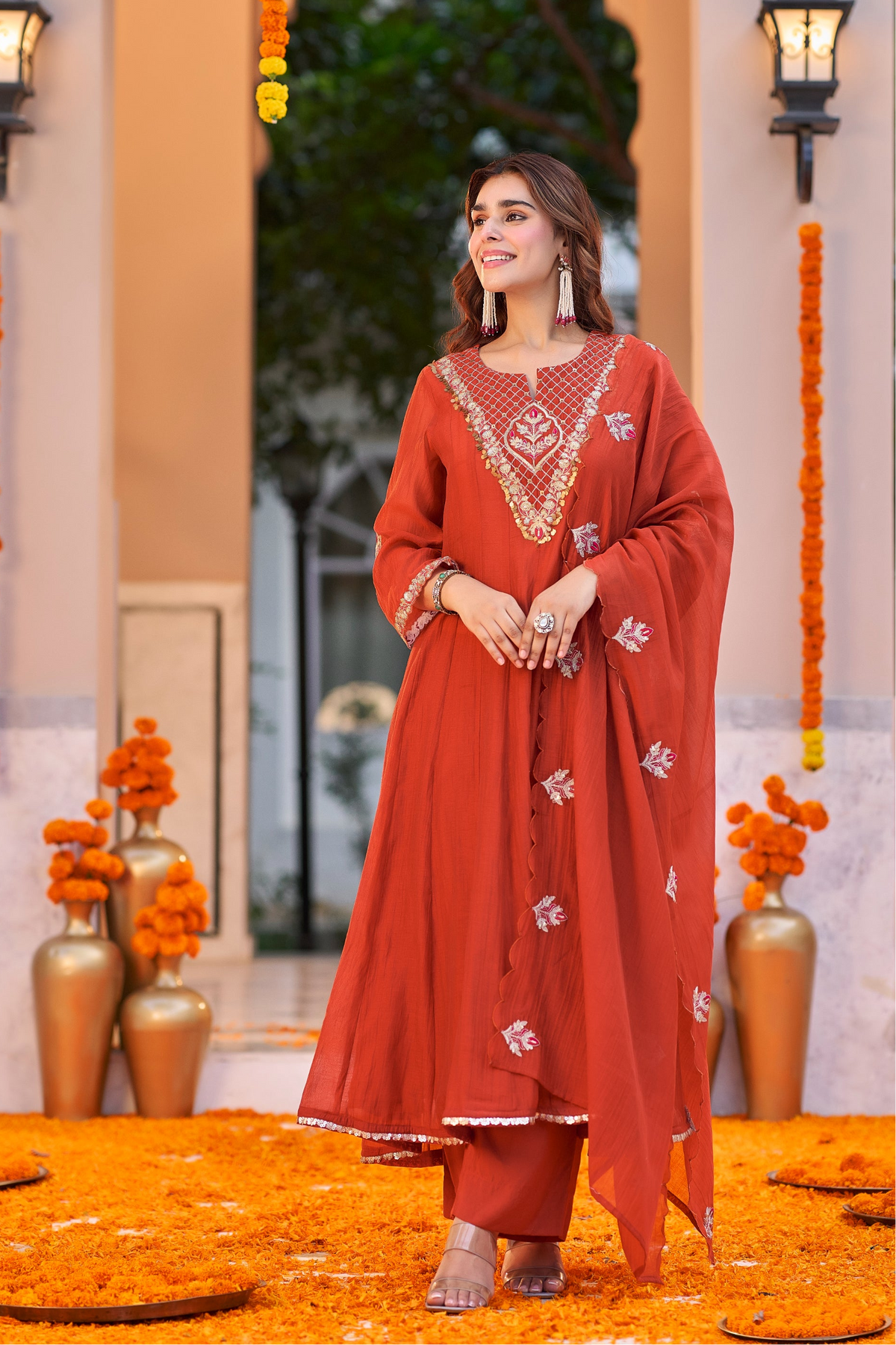 Orange Royal Elegance Kurta Set