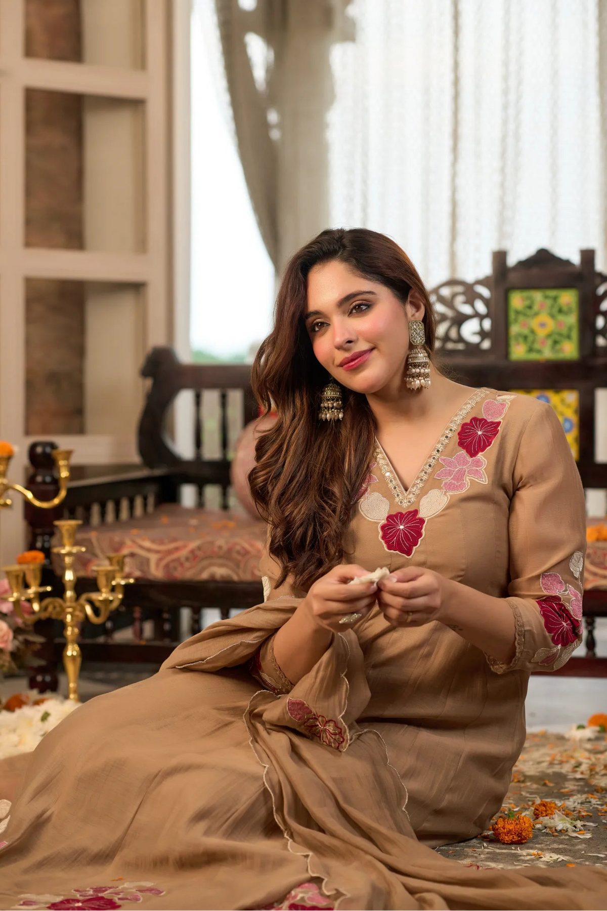 Mocha Brown Flared Suit Set