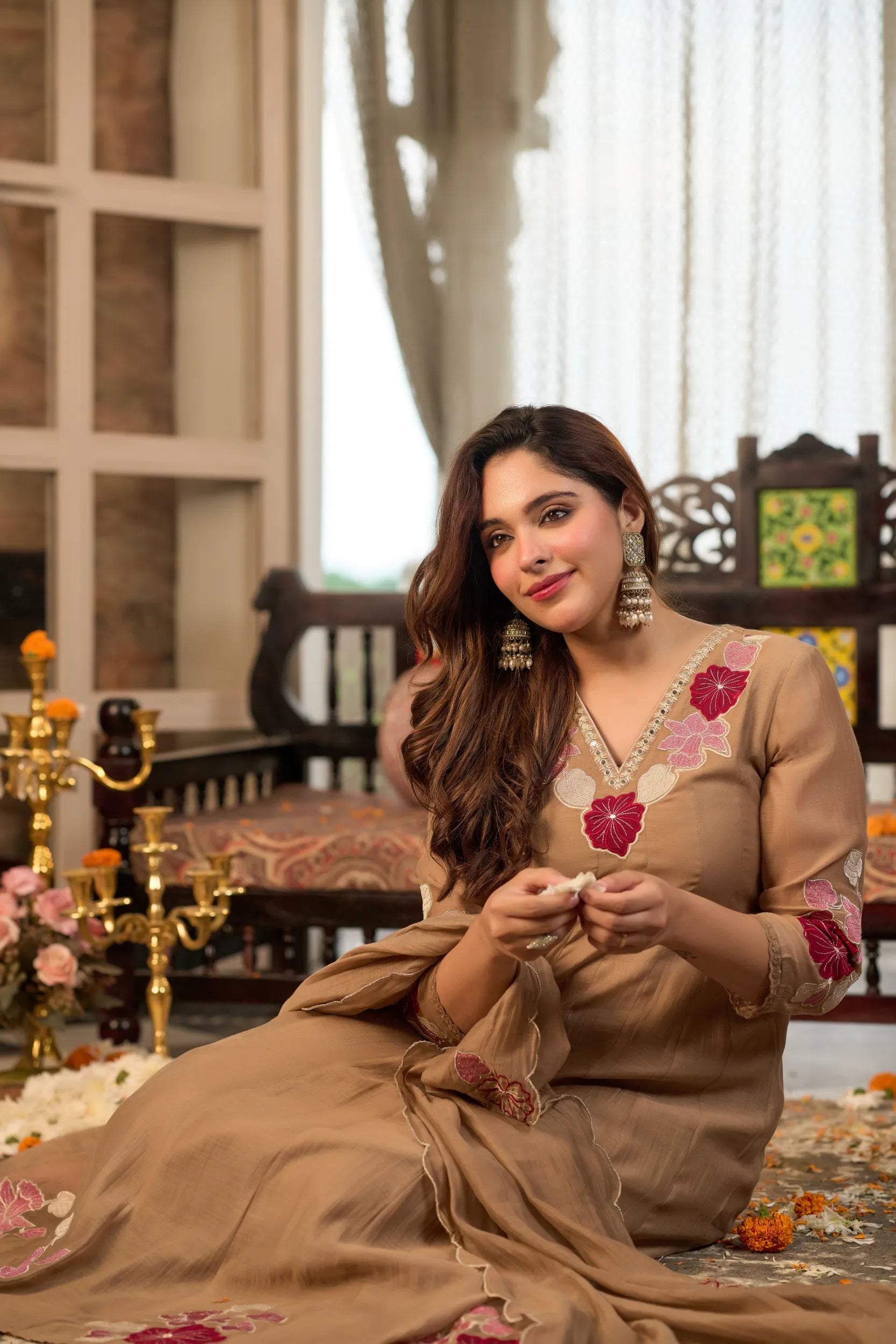 Mocha Brown Flared Suit Set
