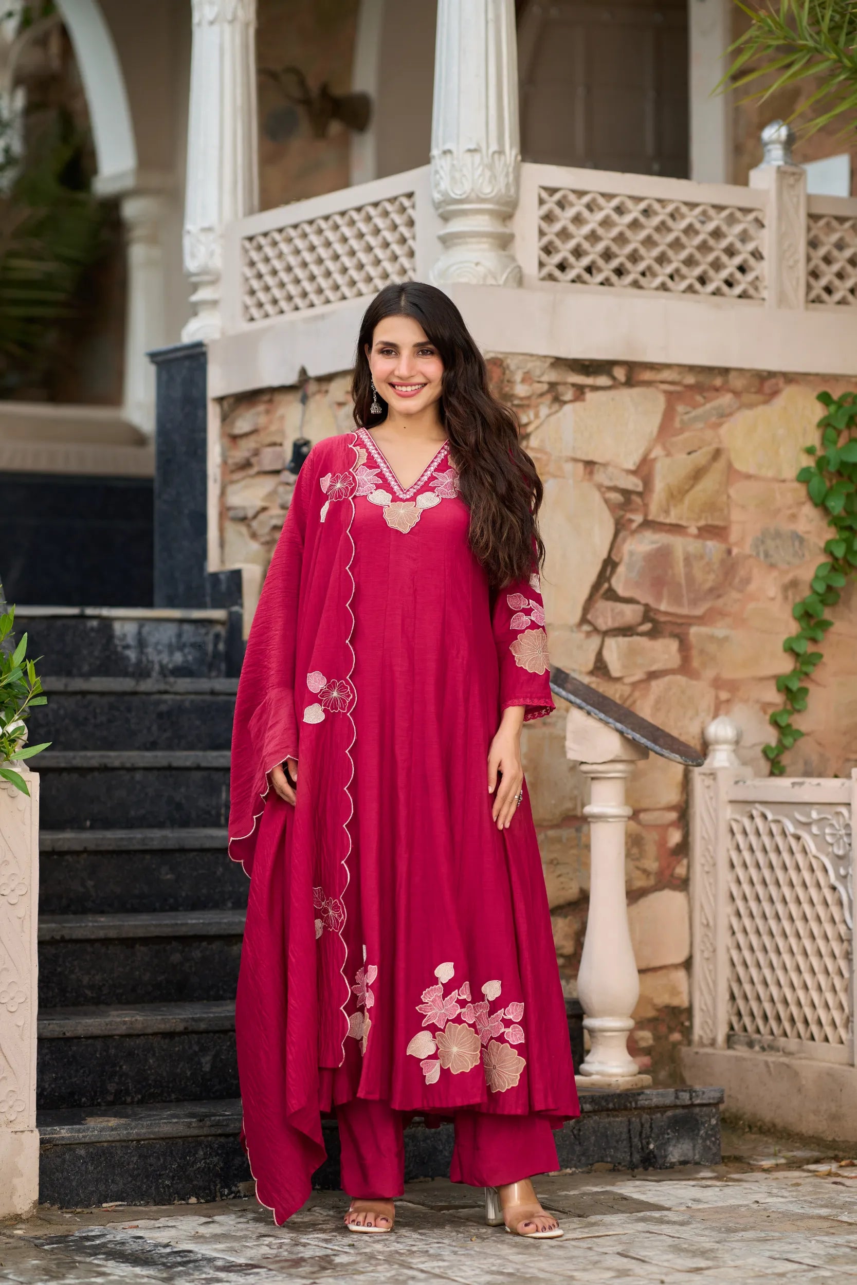 Berry Pink Floral Suit Set