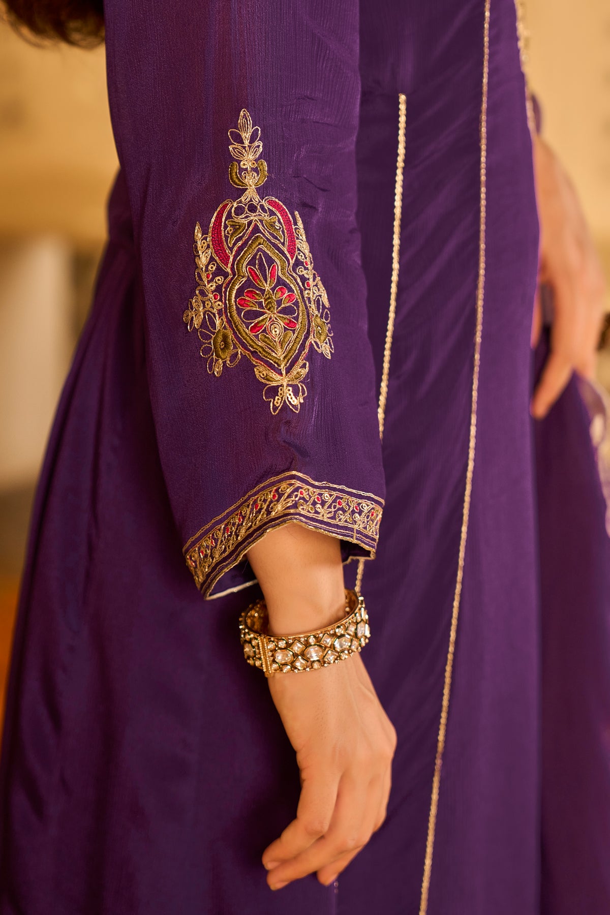 Royal Plum Purple Embroidered Kurta Set