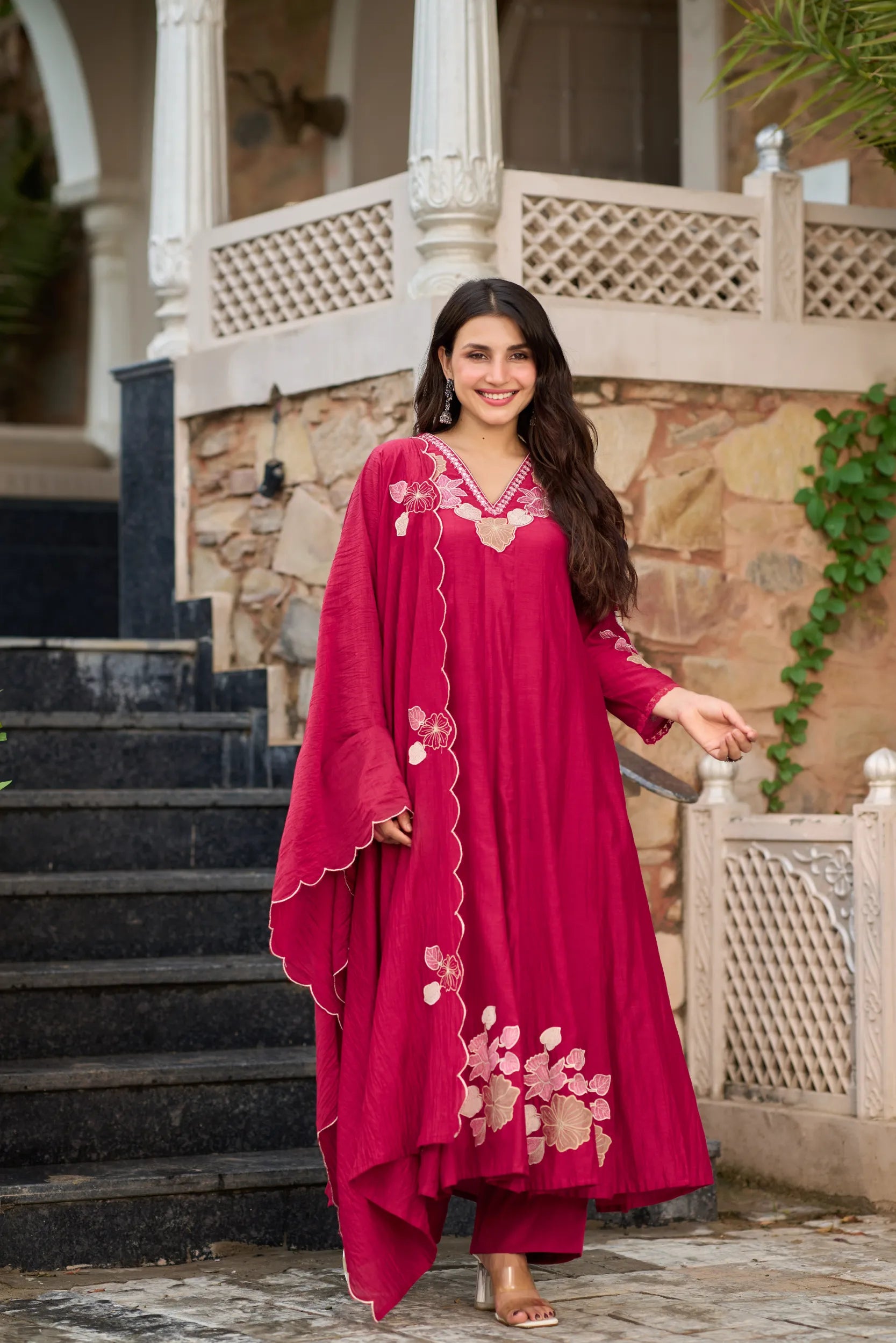 Berry Pink Floral Suit Set