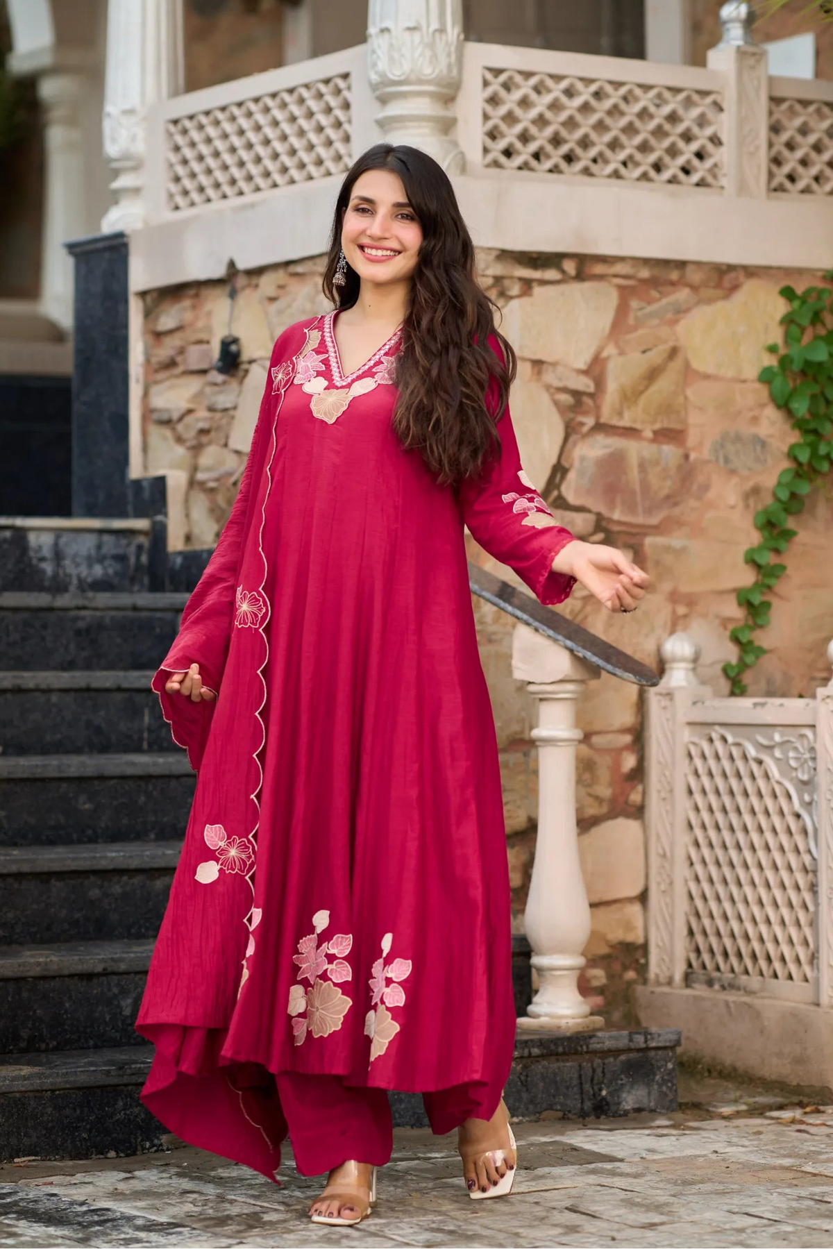 Berry Pink Floral Suit Set