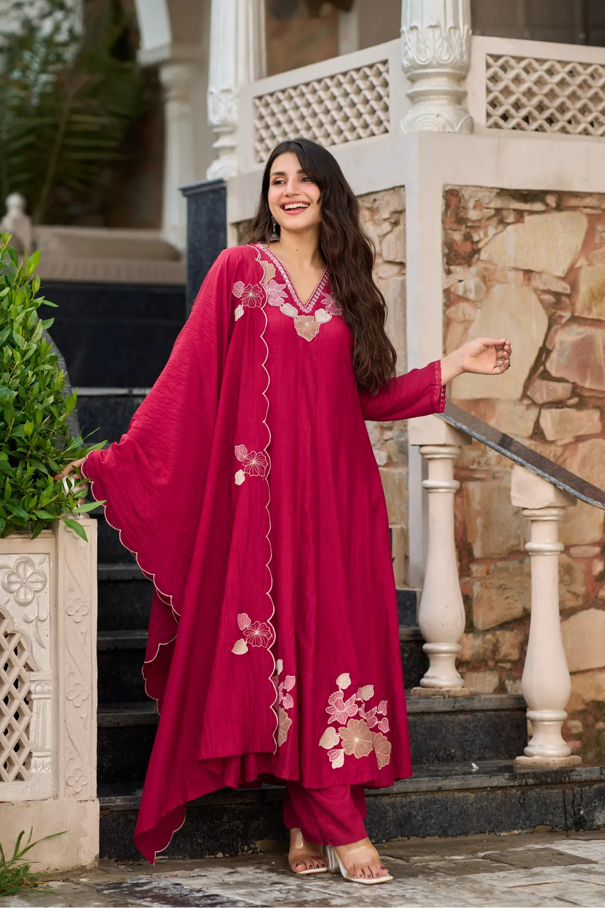 Berry Pink Floral Suit Set