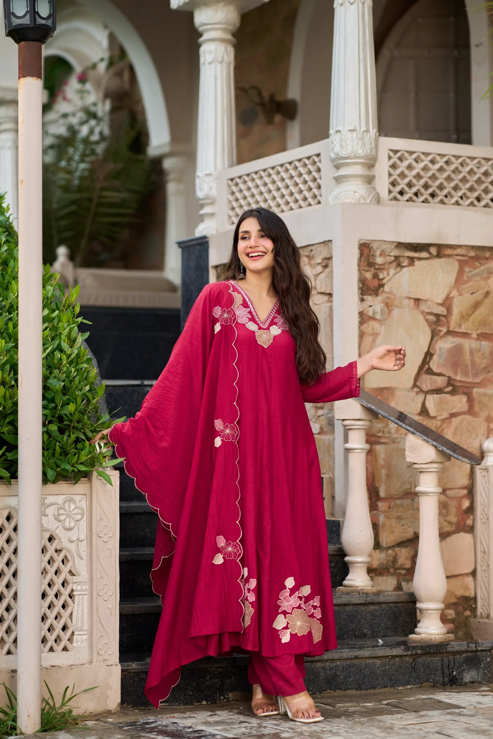 Berry Pink Floral Suit Set