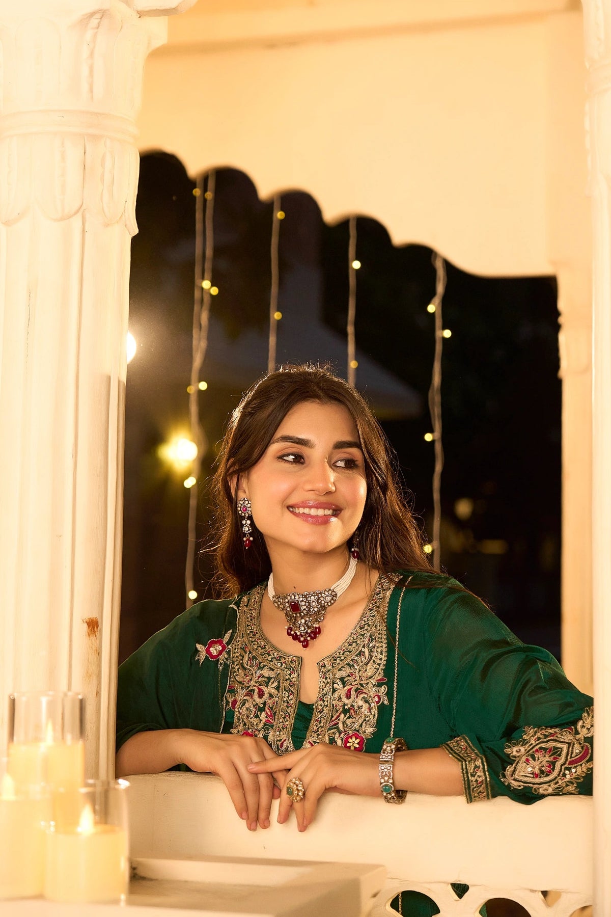 Emerald Green Embroidered Set