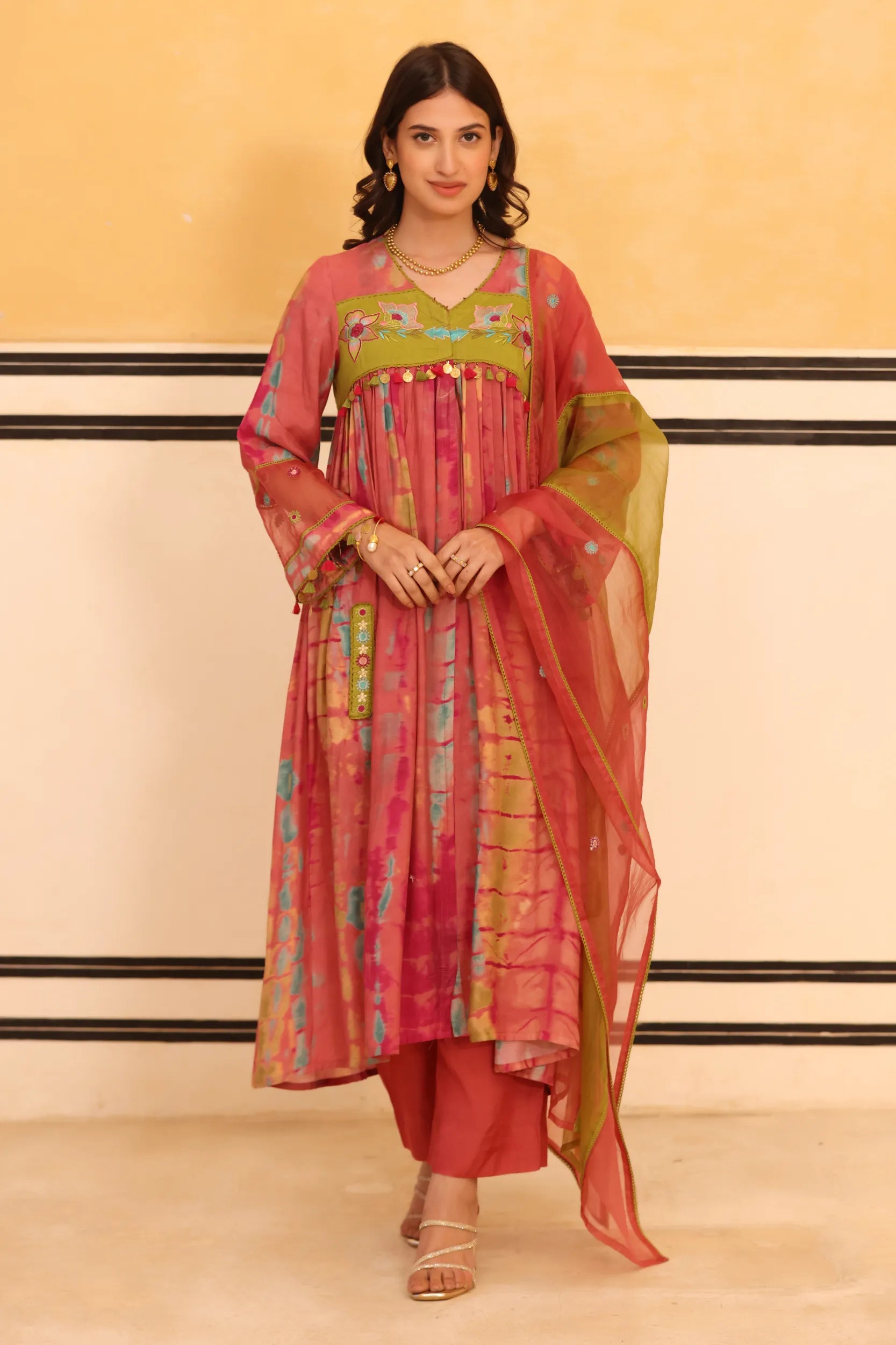 Pink Aura Flared Suit Set