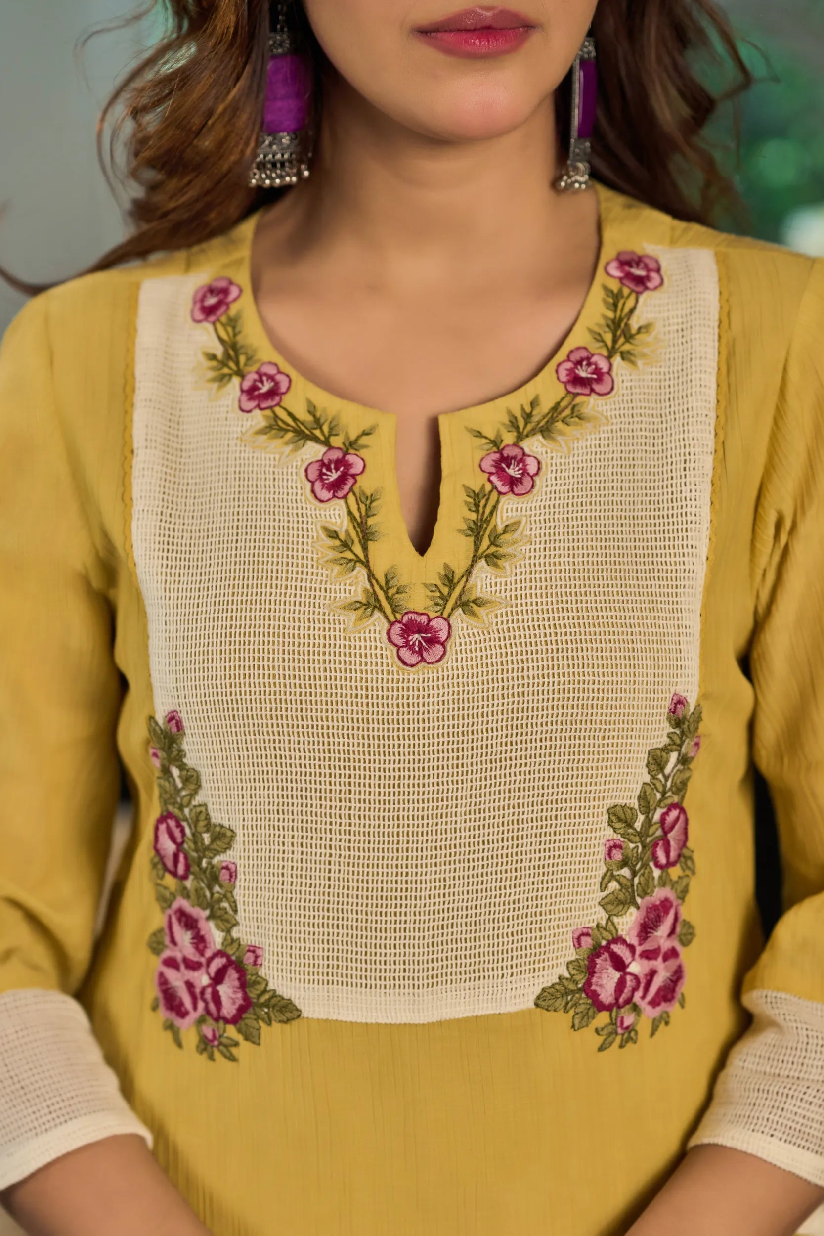 Mustard Embroidered Suit Set