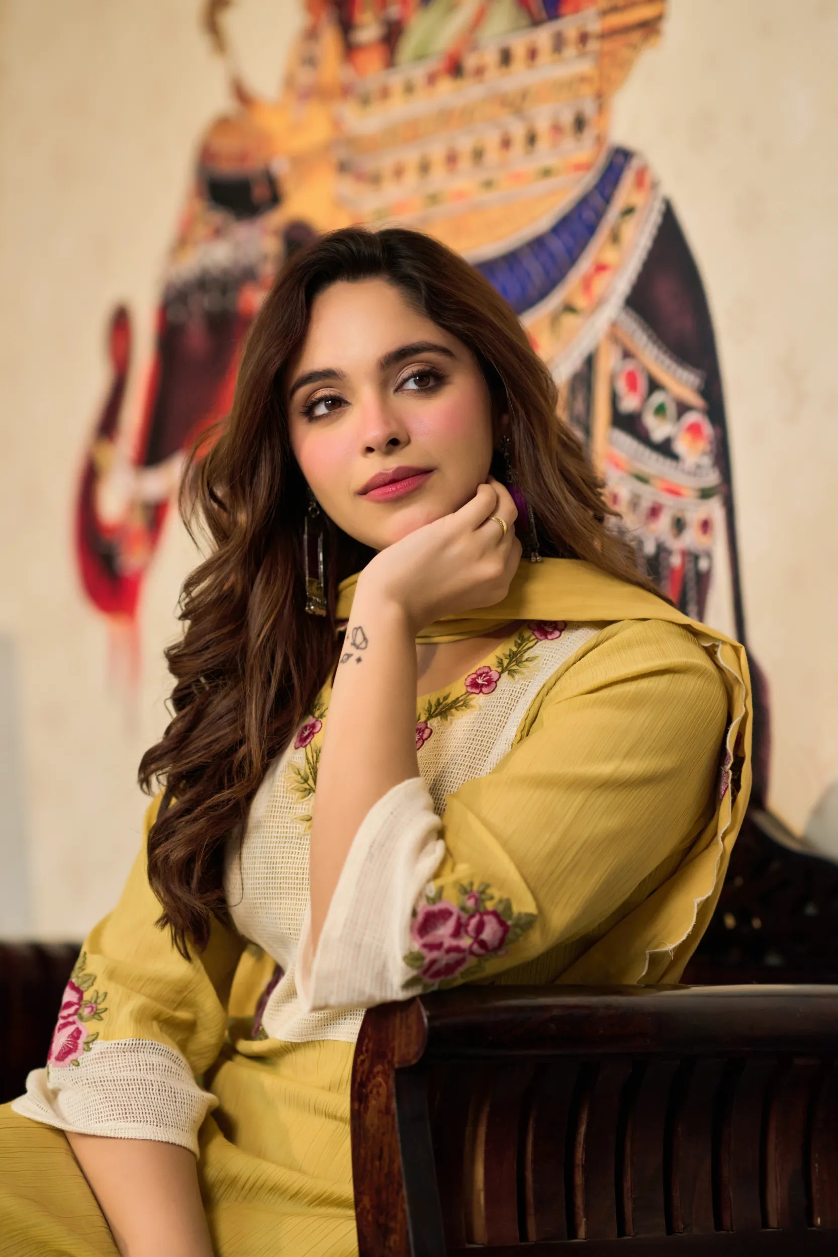Mustard Embroidered Suit Set