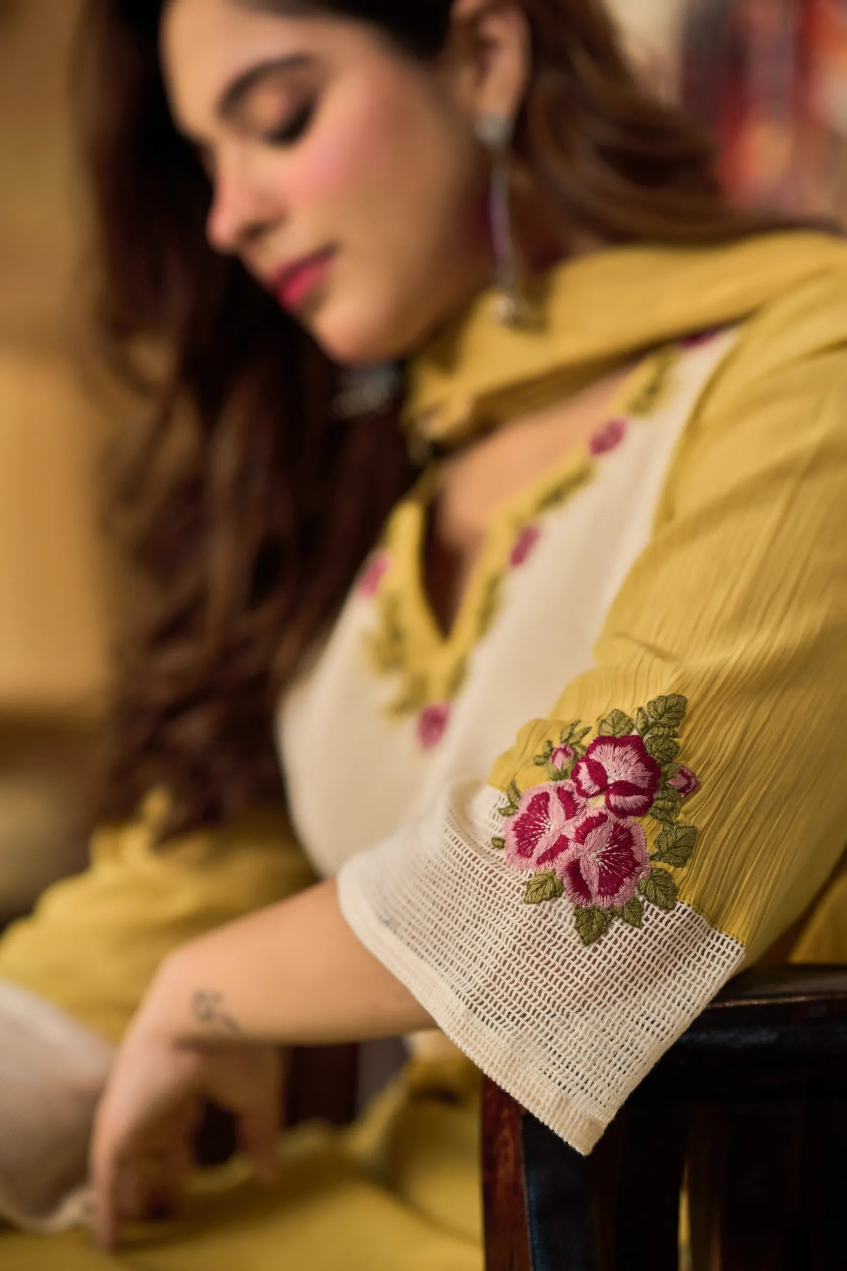 Mustard Embroidered Suit Set