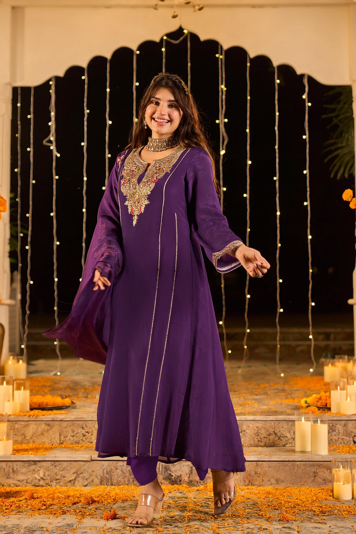 Royal Plum Purple Embroidered Kurta Set