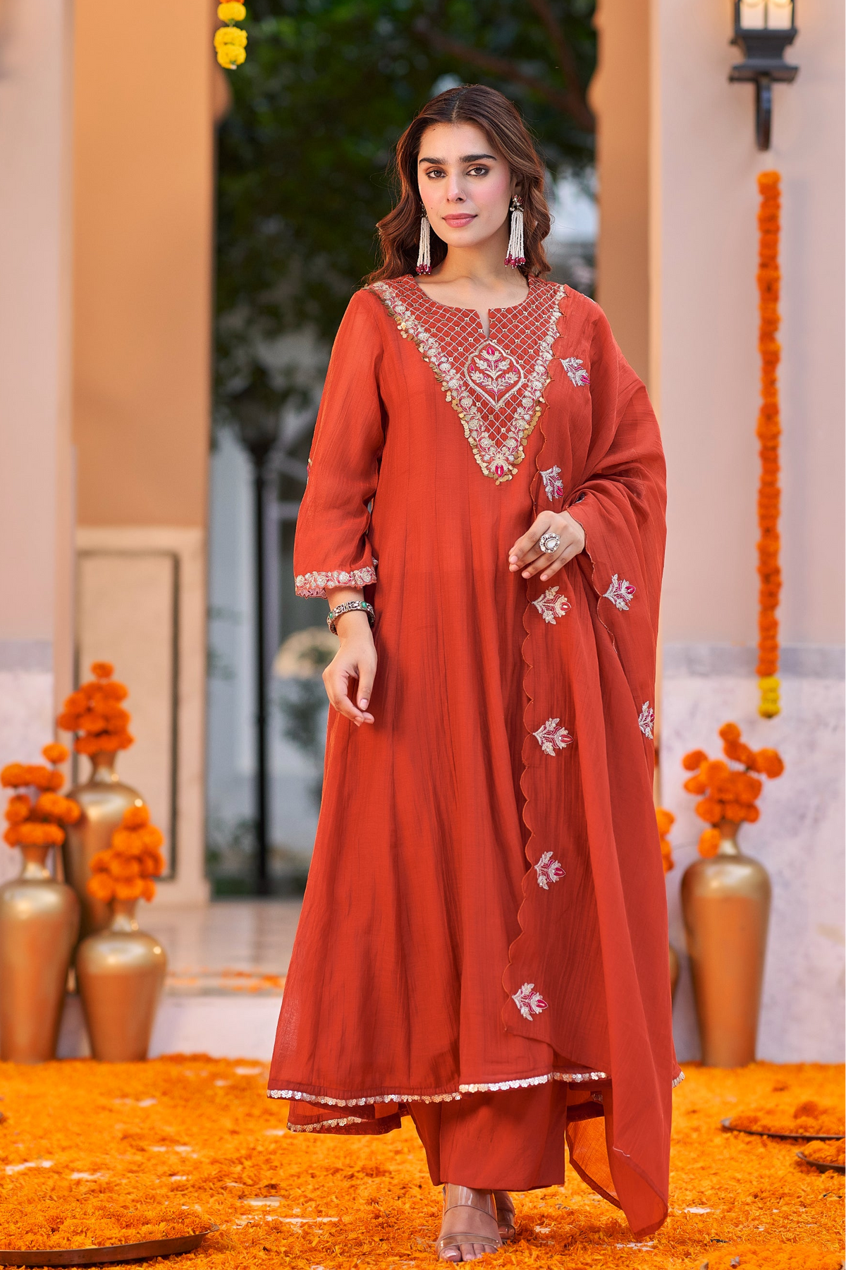 Orange Royal Elegance Kurta Set