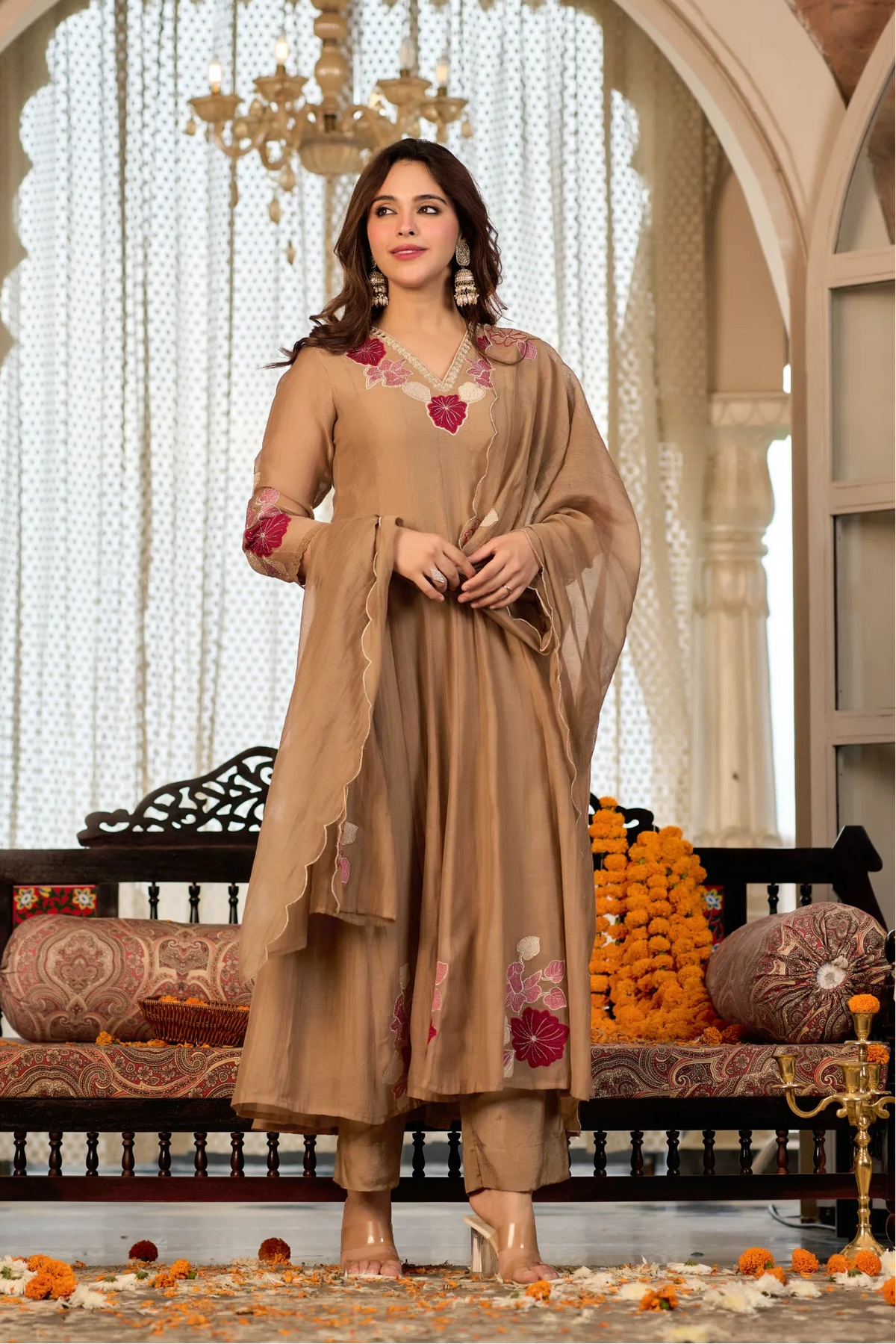 Mocha Brown Flared Suit Set