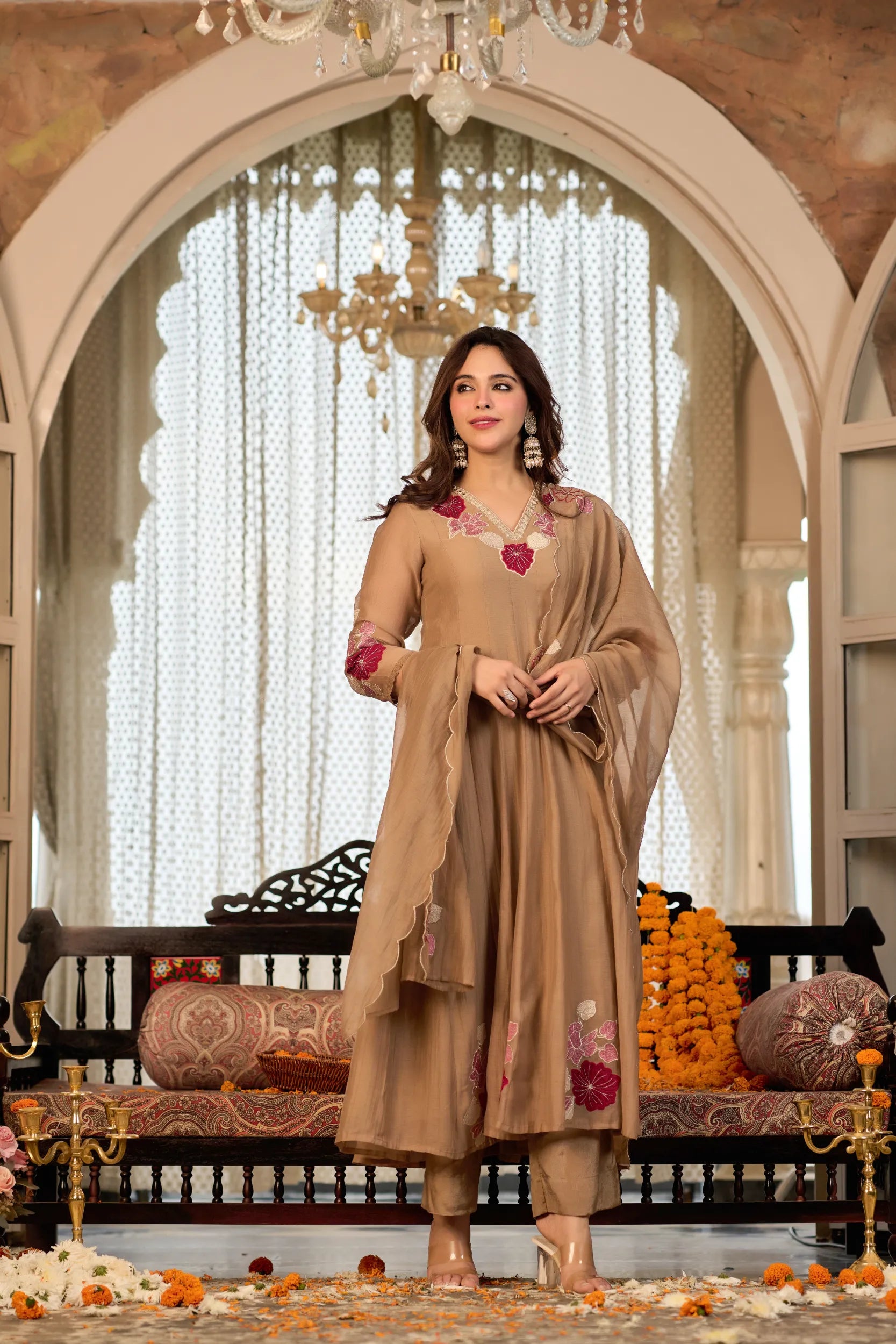 Mocha Brown Flared Suit Set