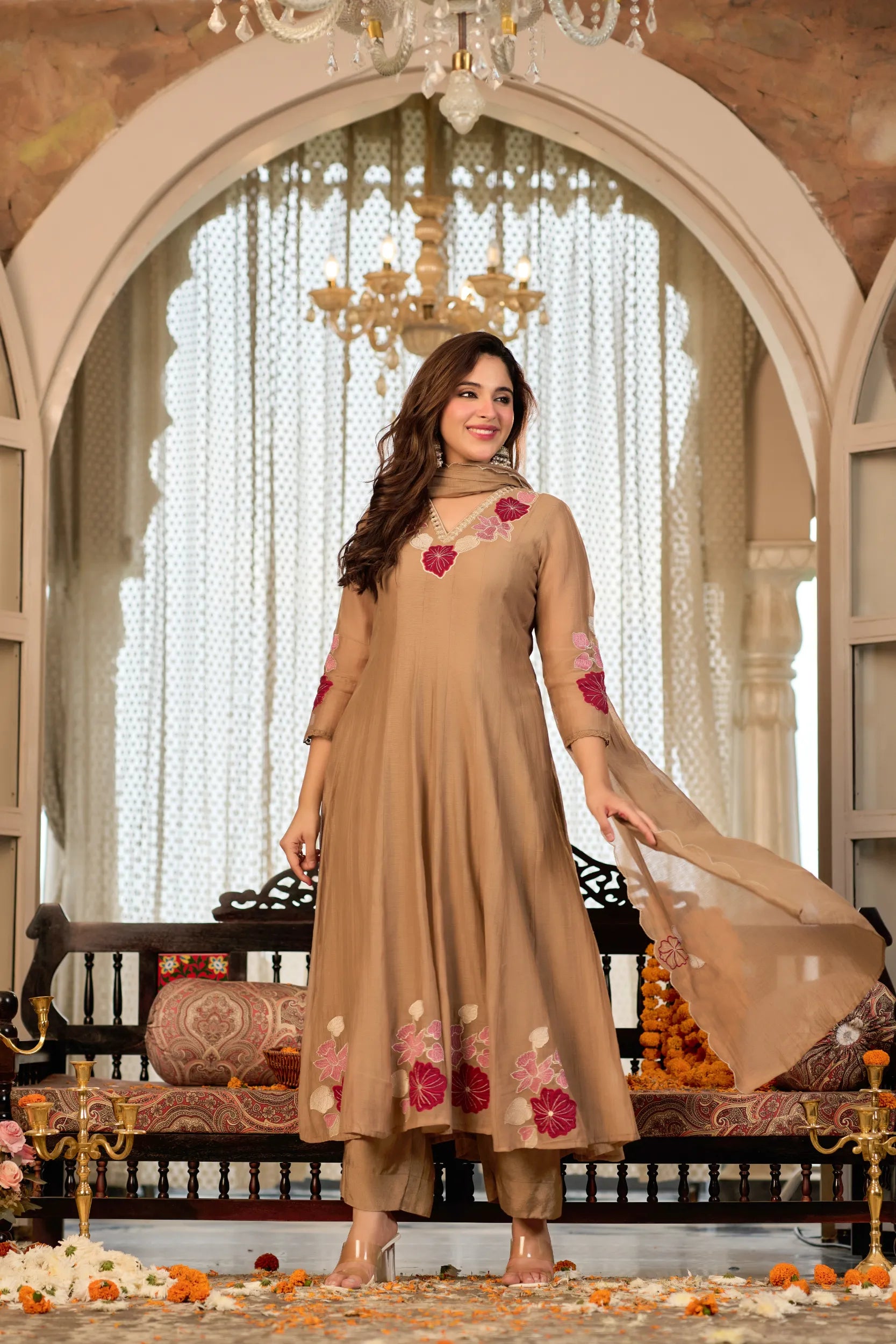 Mocha Brown Flared Suit Set