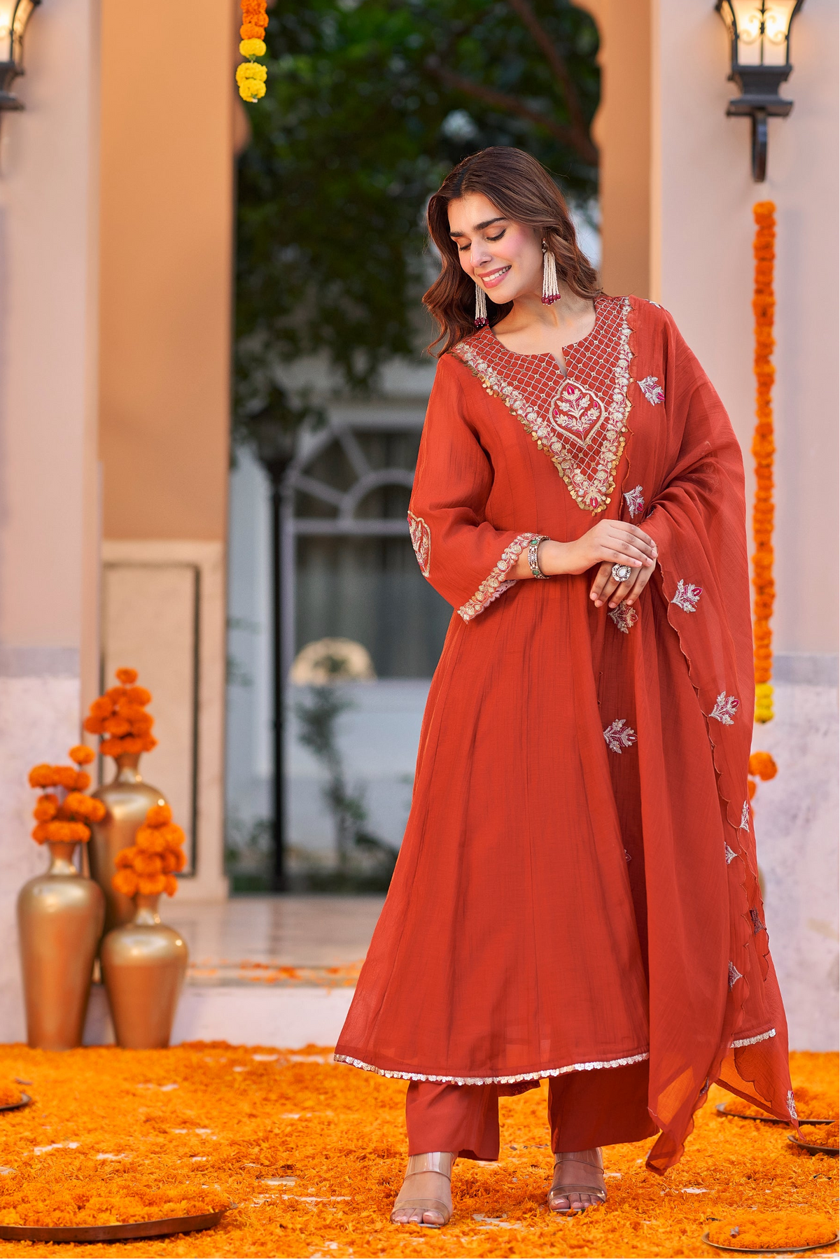 Orange Royal Elegance Kurta Set