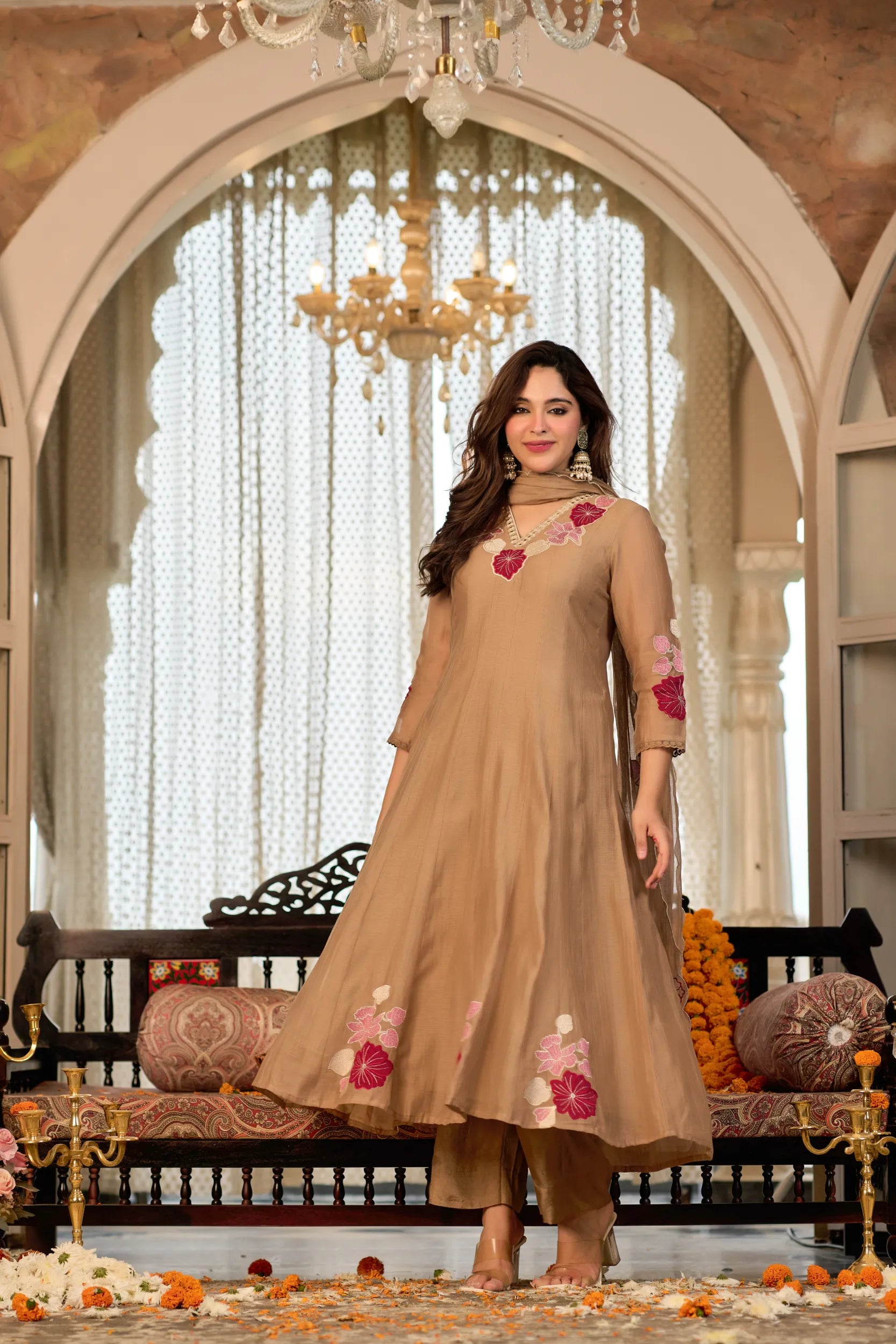 Mocha Brown Flared Suit Set