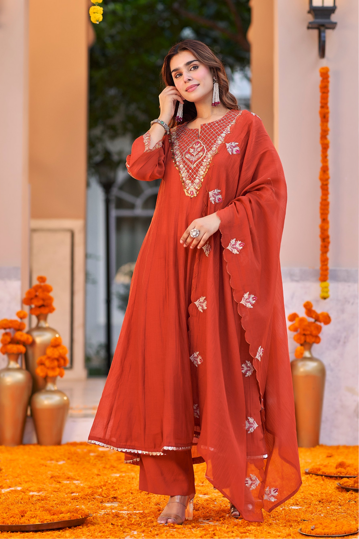 Orange Royal Elegance Kurta Set