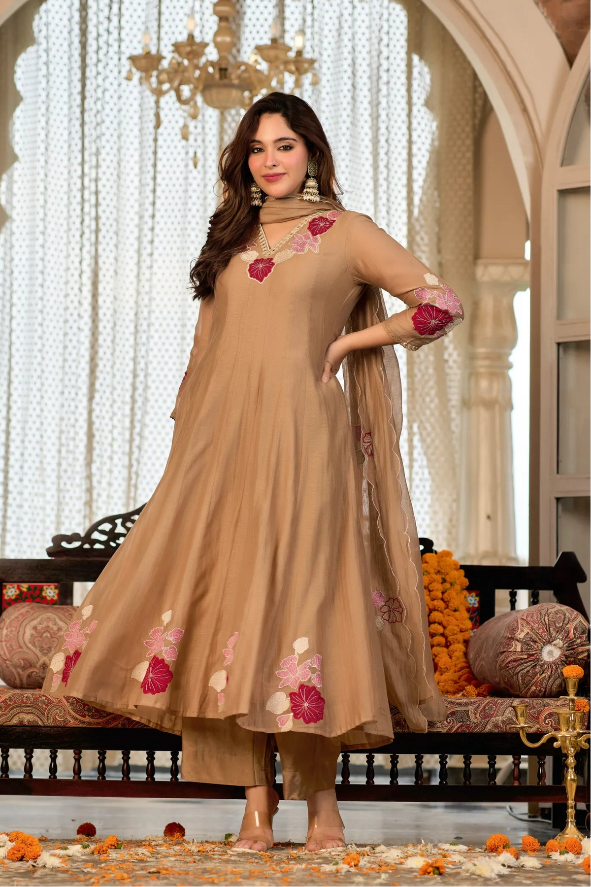 Mocha Brown Flared Suit Set