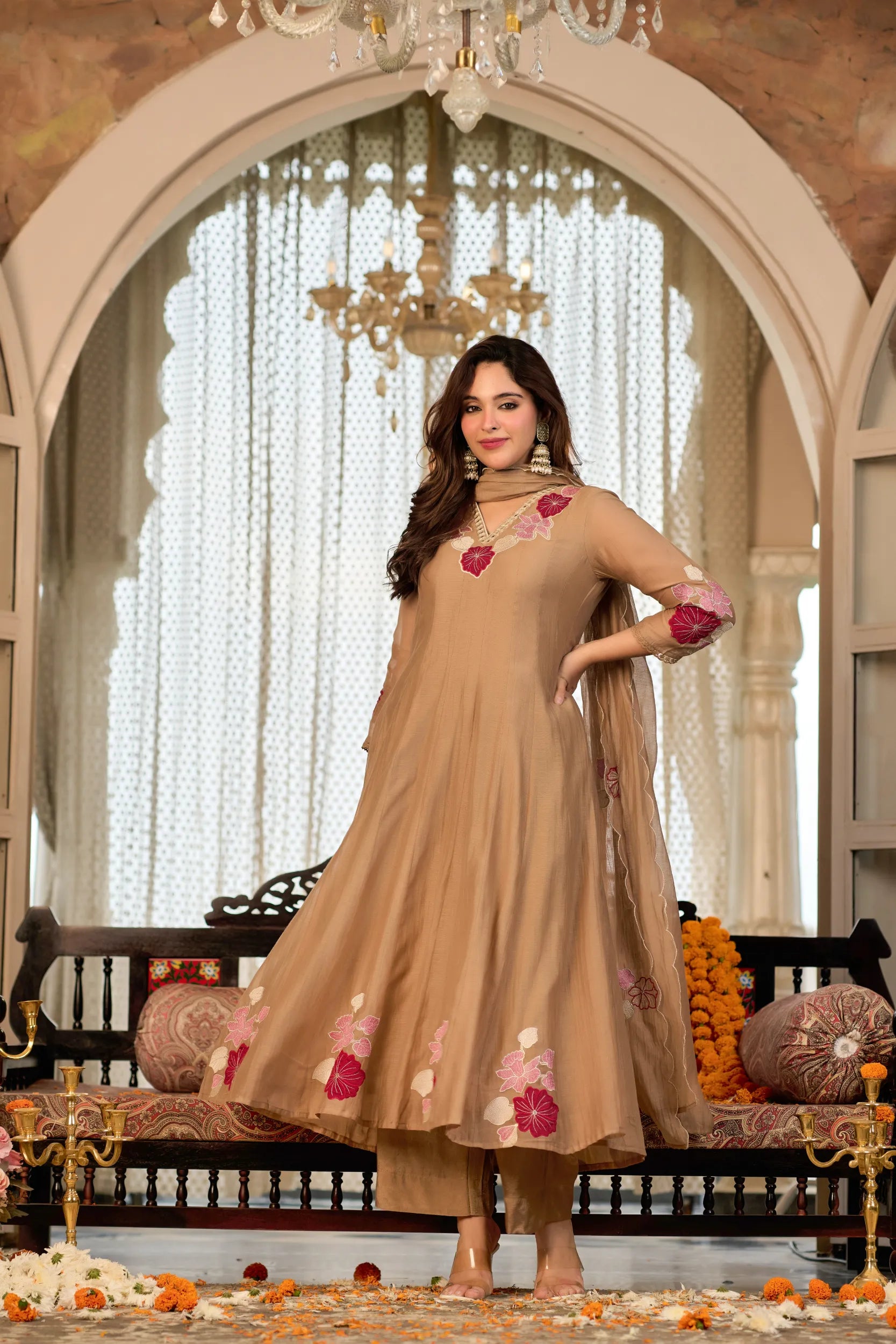 Mocha Brown Flared Suit Set