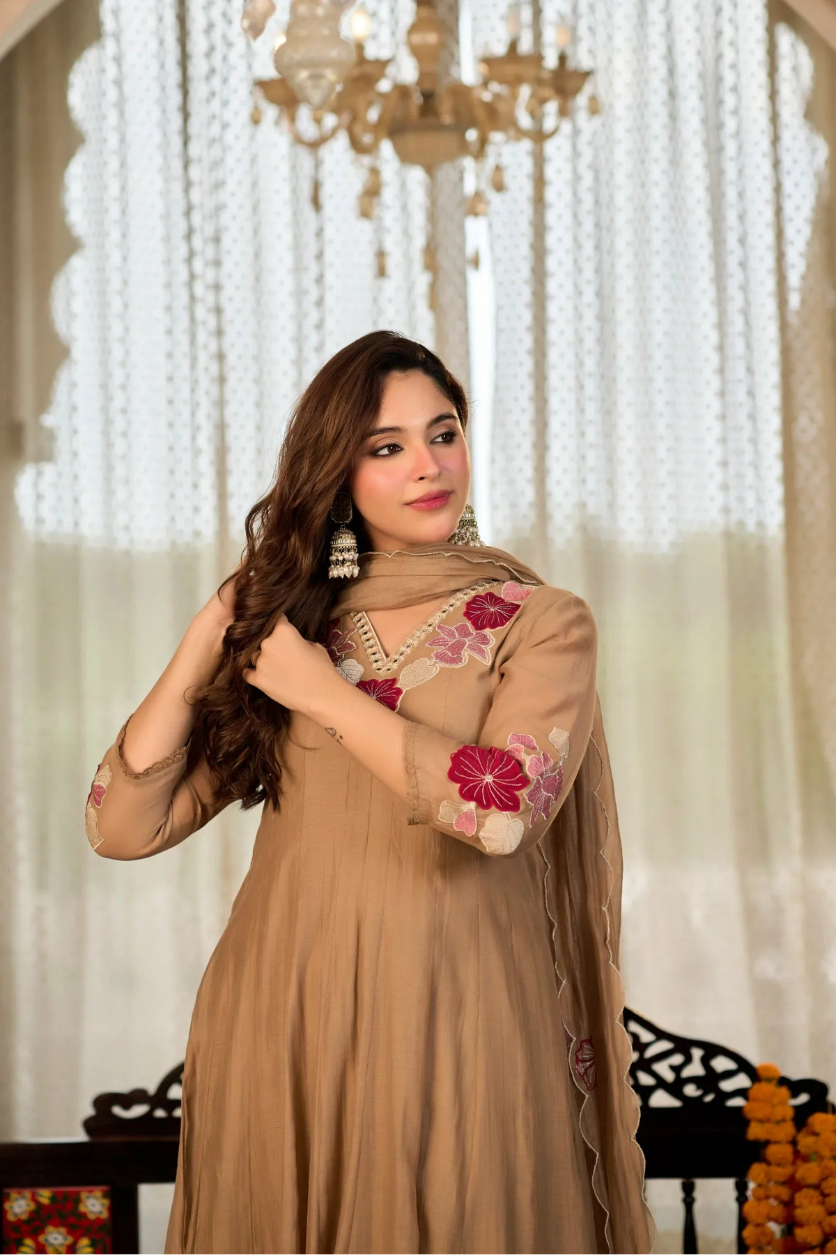 Mocha Brown Flared Suit Set