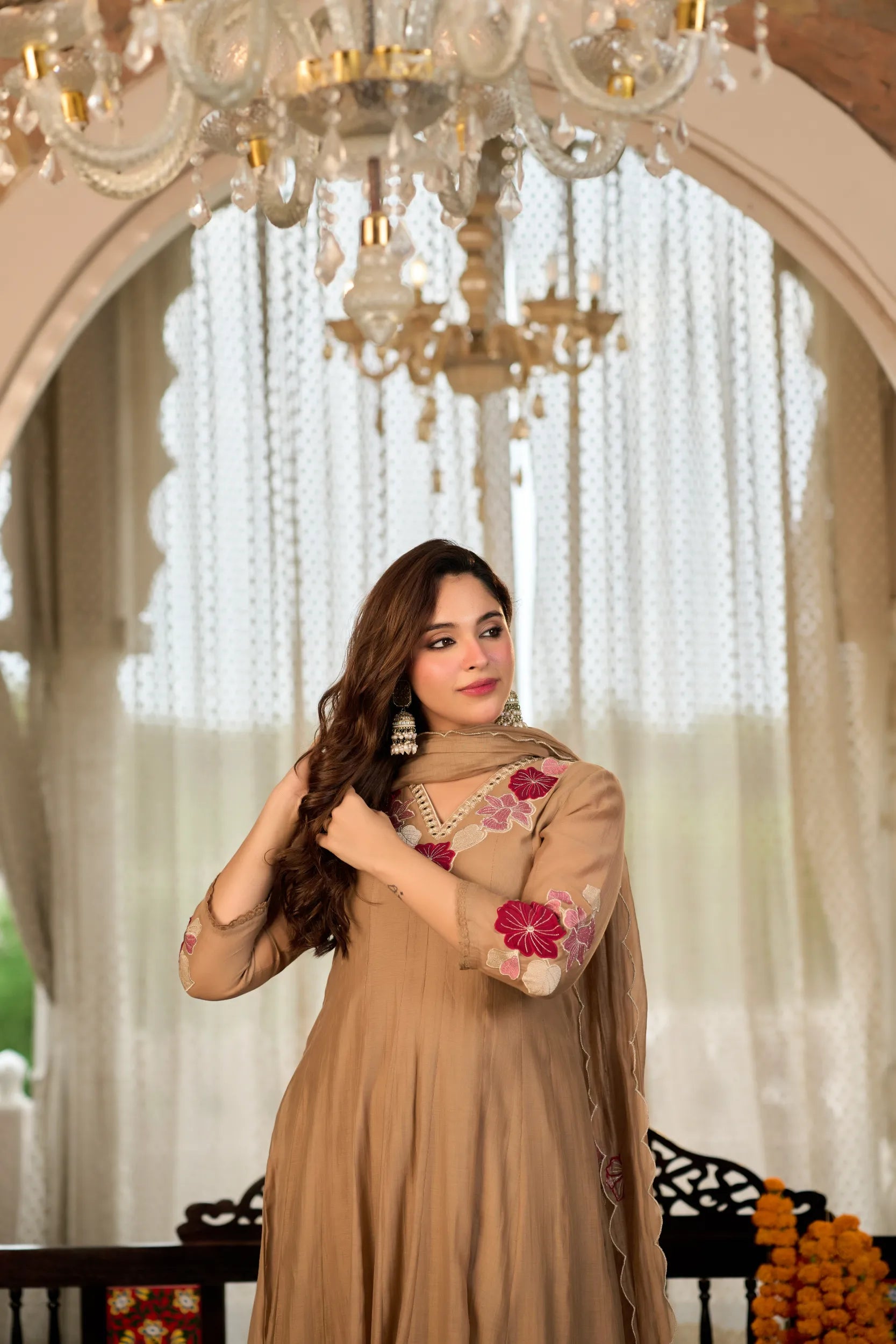 Mocha Brown Flared Suit Set