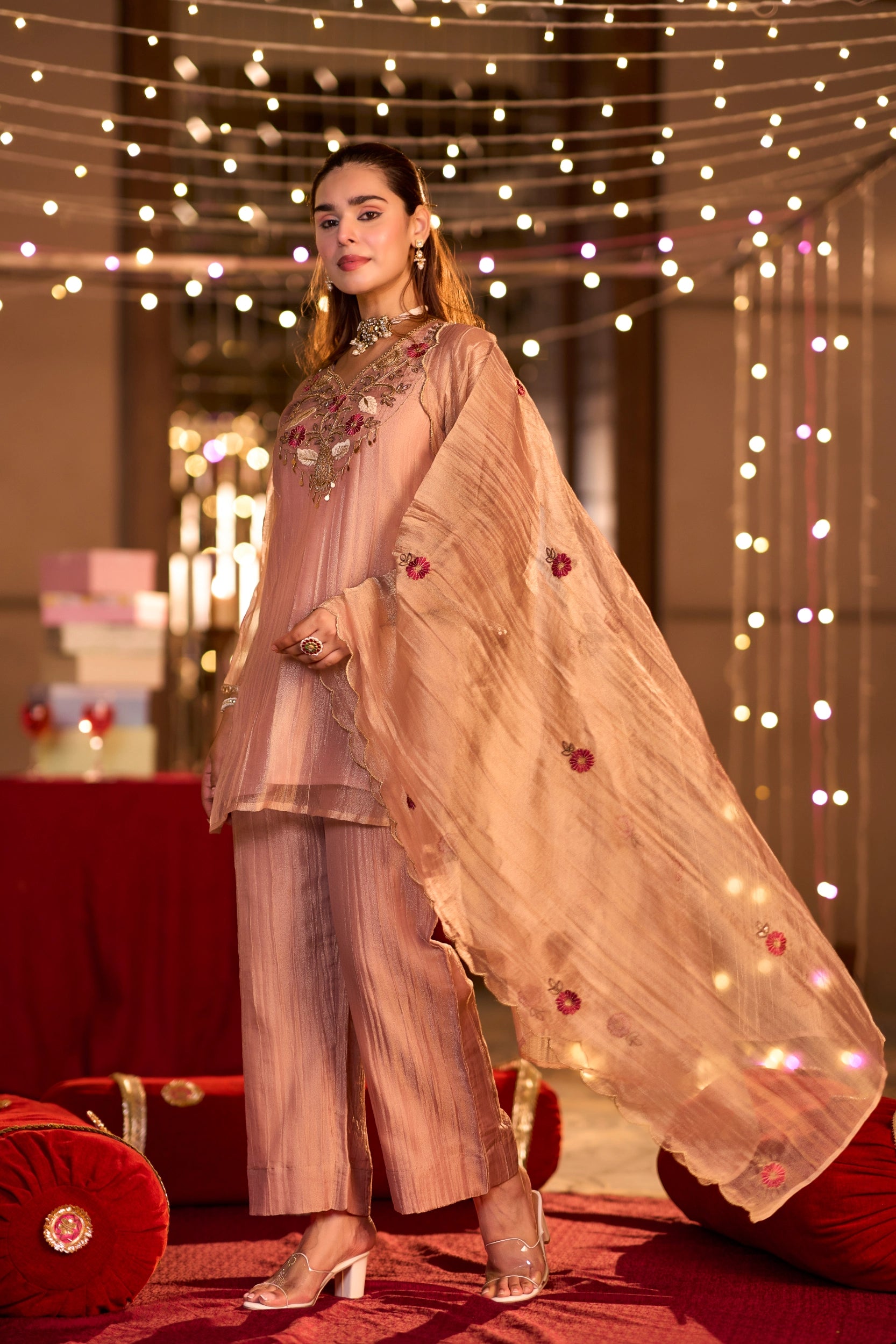 Rose Gold Embroidered Suit