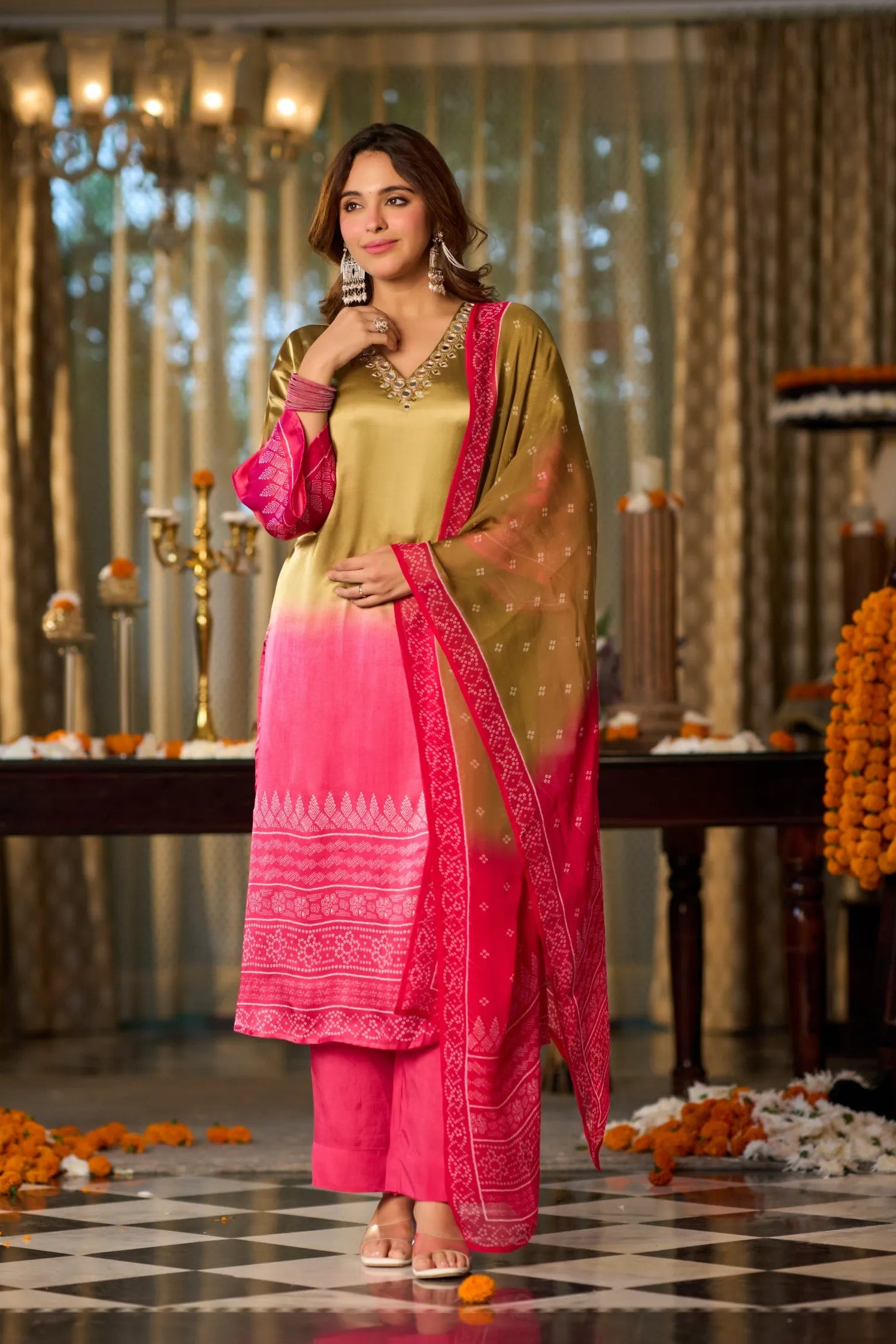 Golden Fuchsia Kurta Set