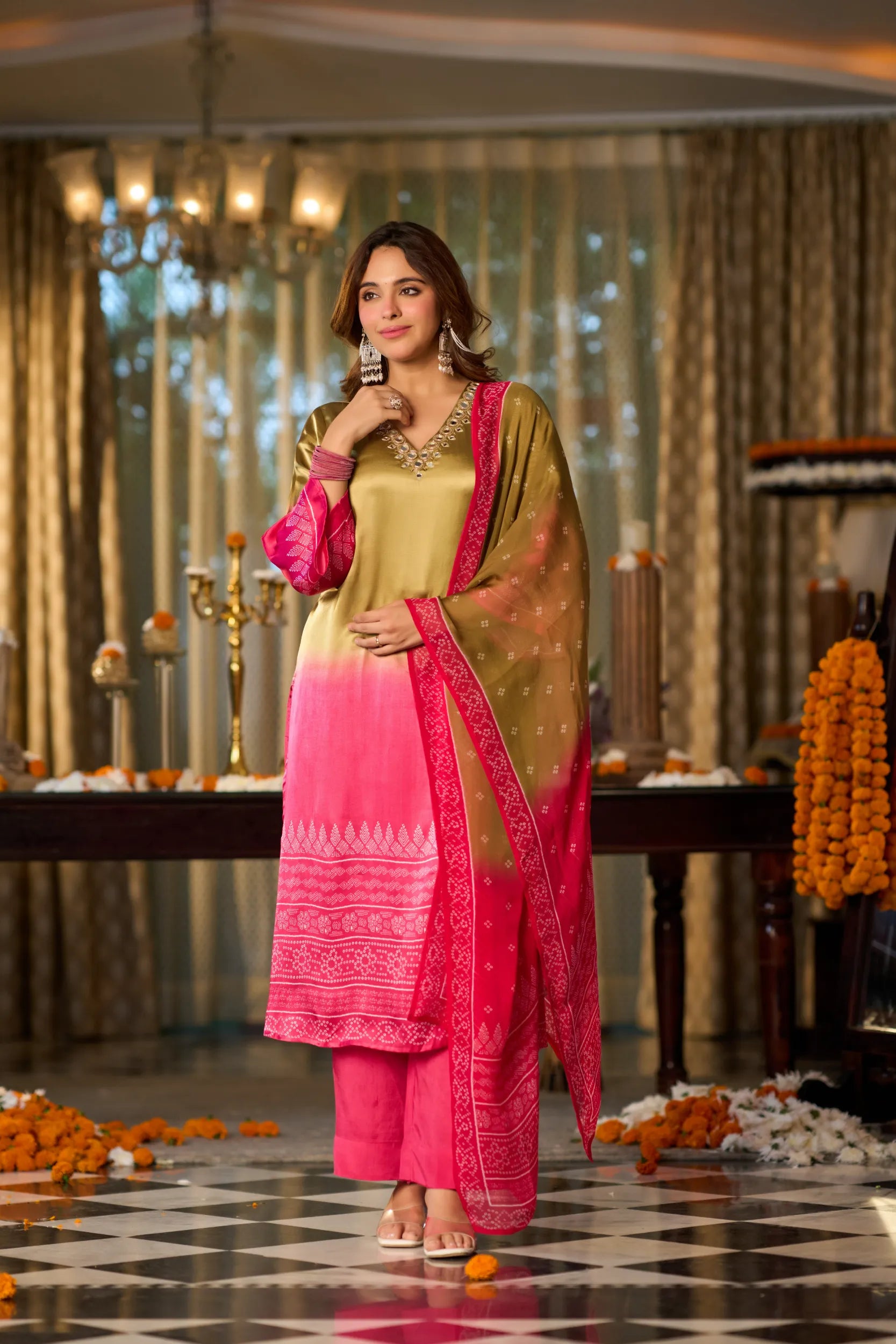 Golden Fuchsia Suit Set