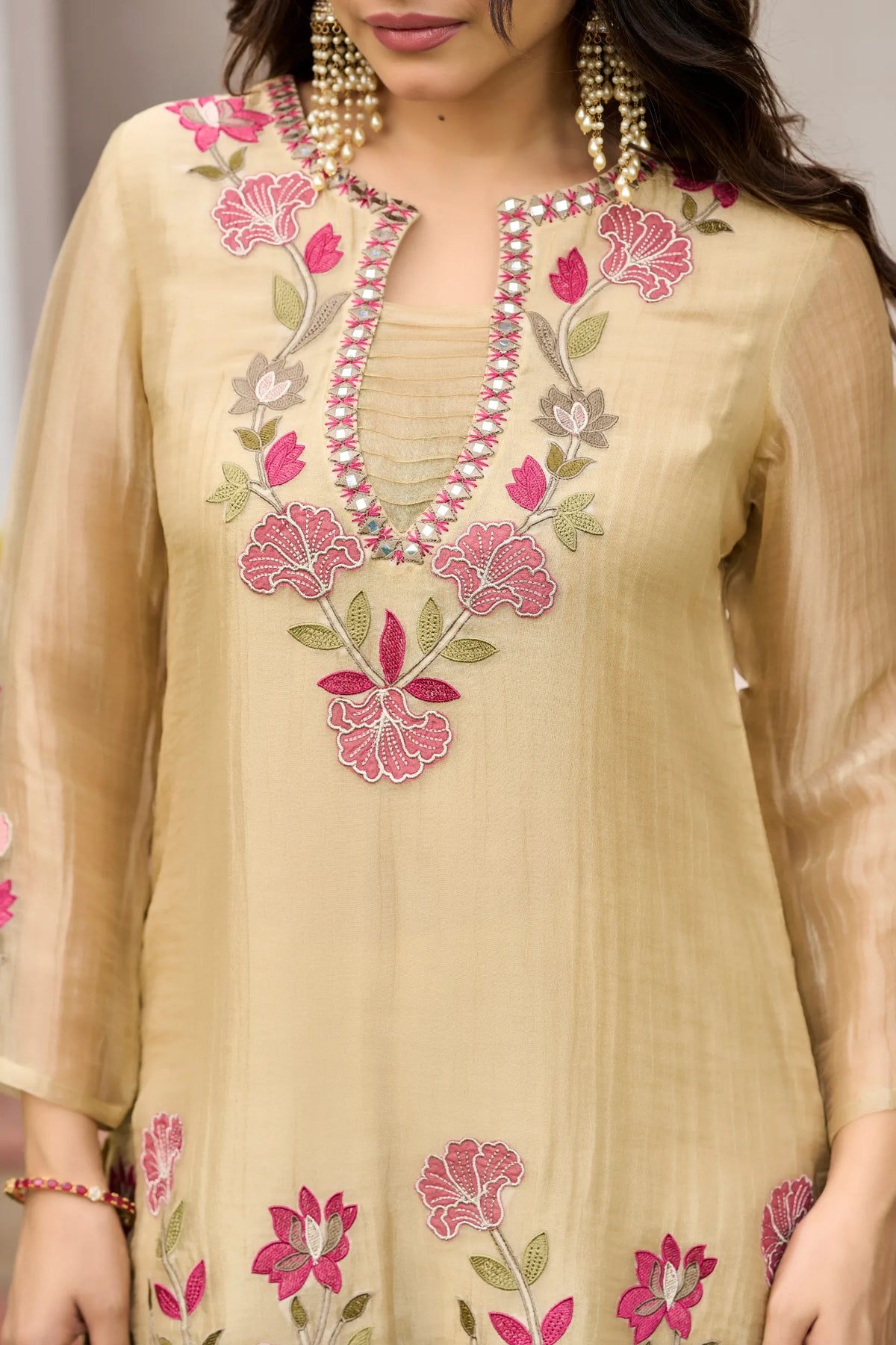 Golden Floral Grace Suit Set