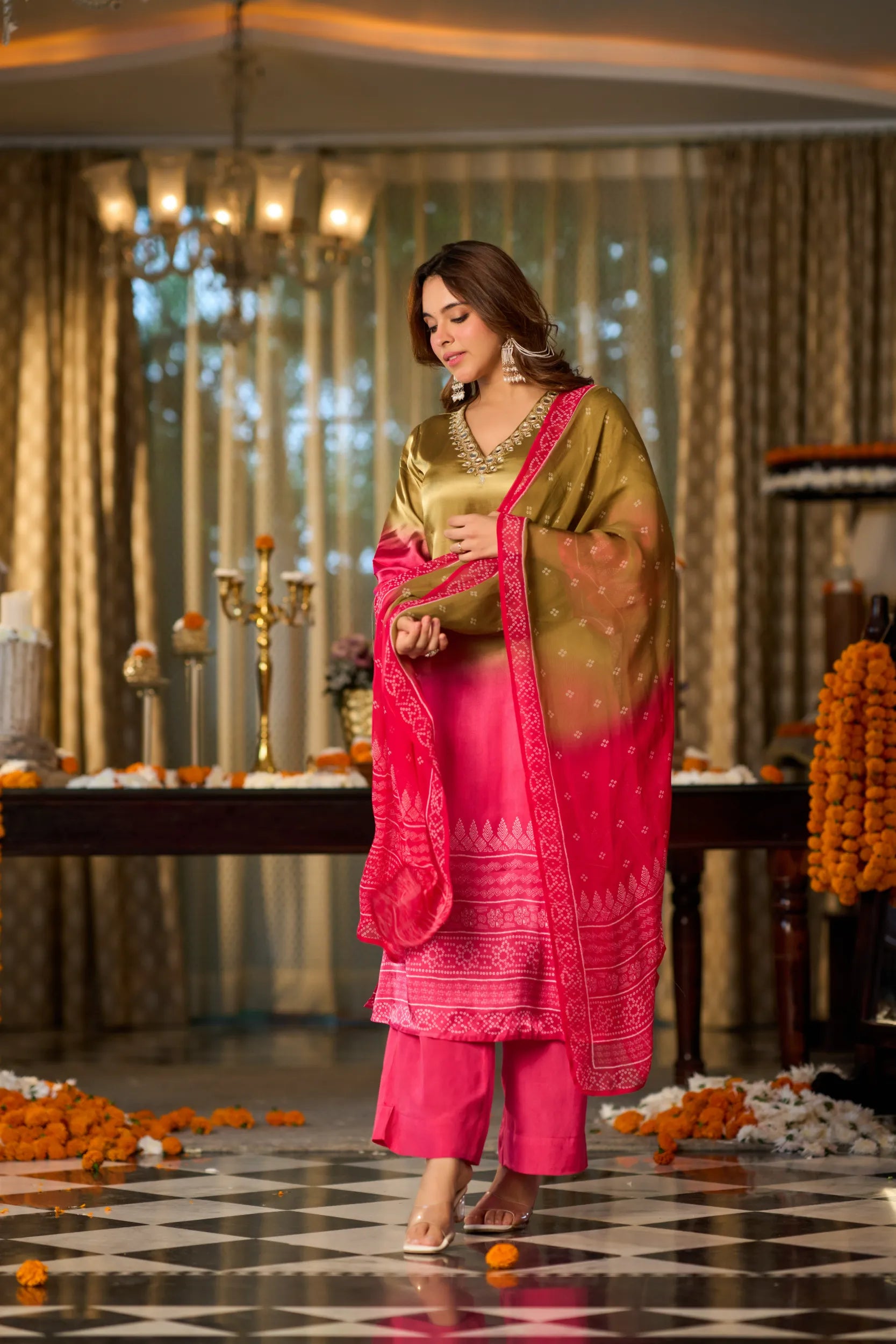 Golden Fuchsia Suit Set