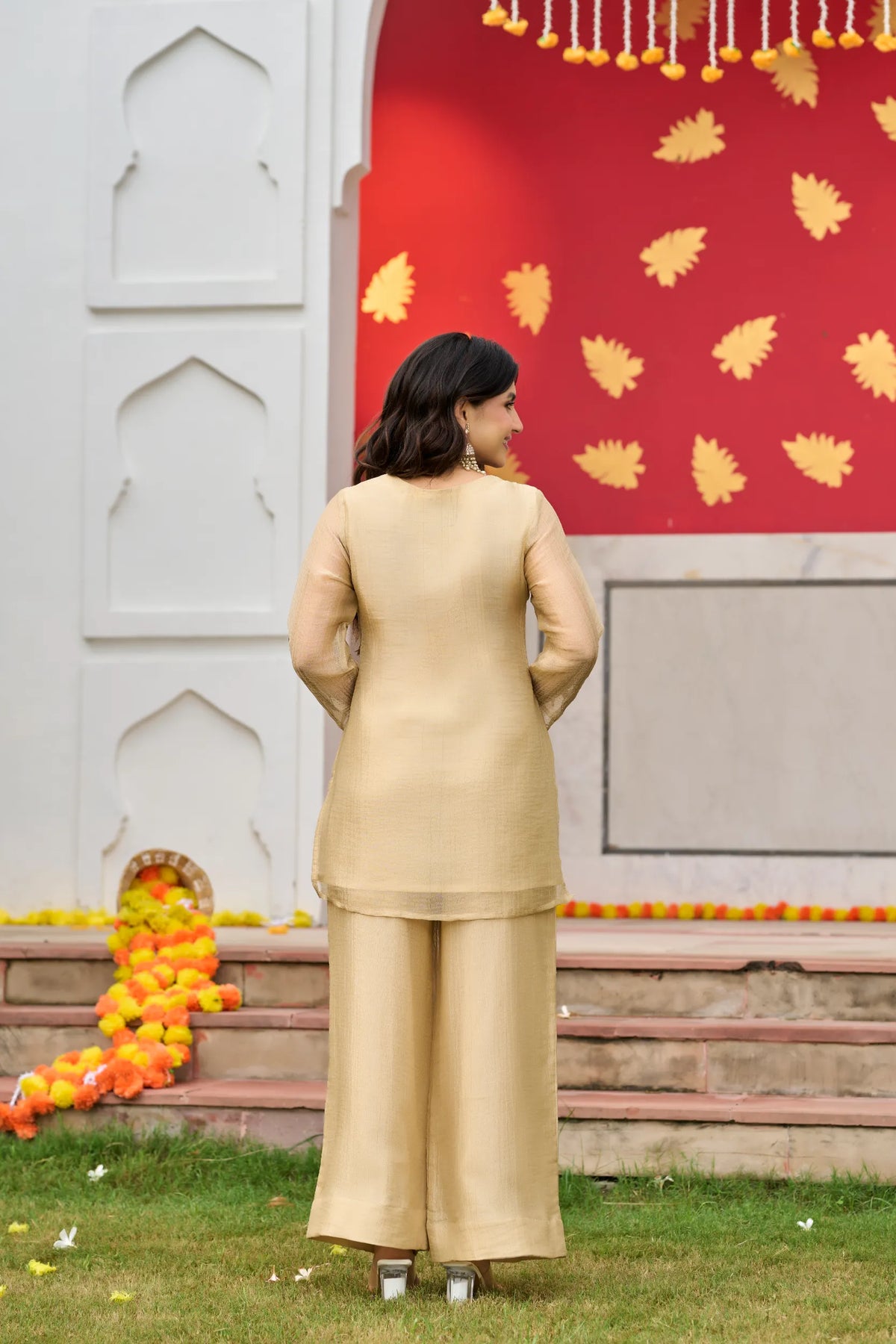 Golden Floral Grace Suit Set