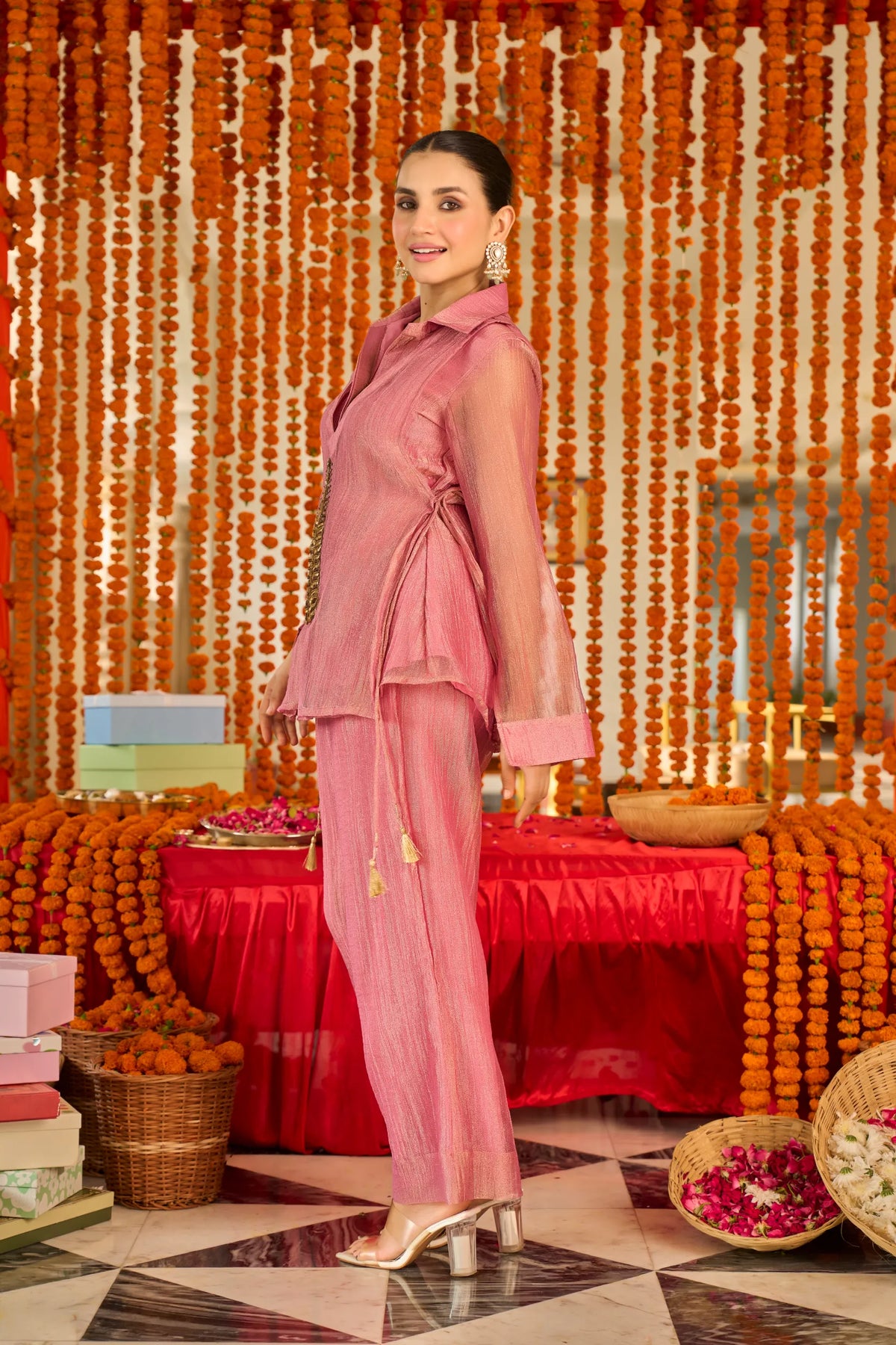 Rose Blush Shimmer Co-ord Set