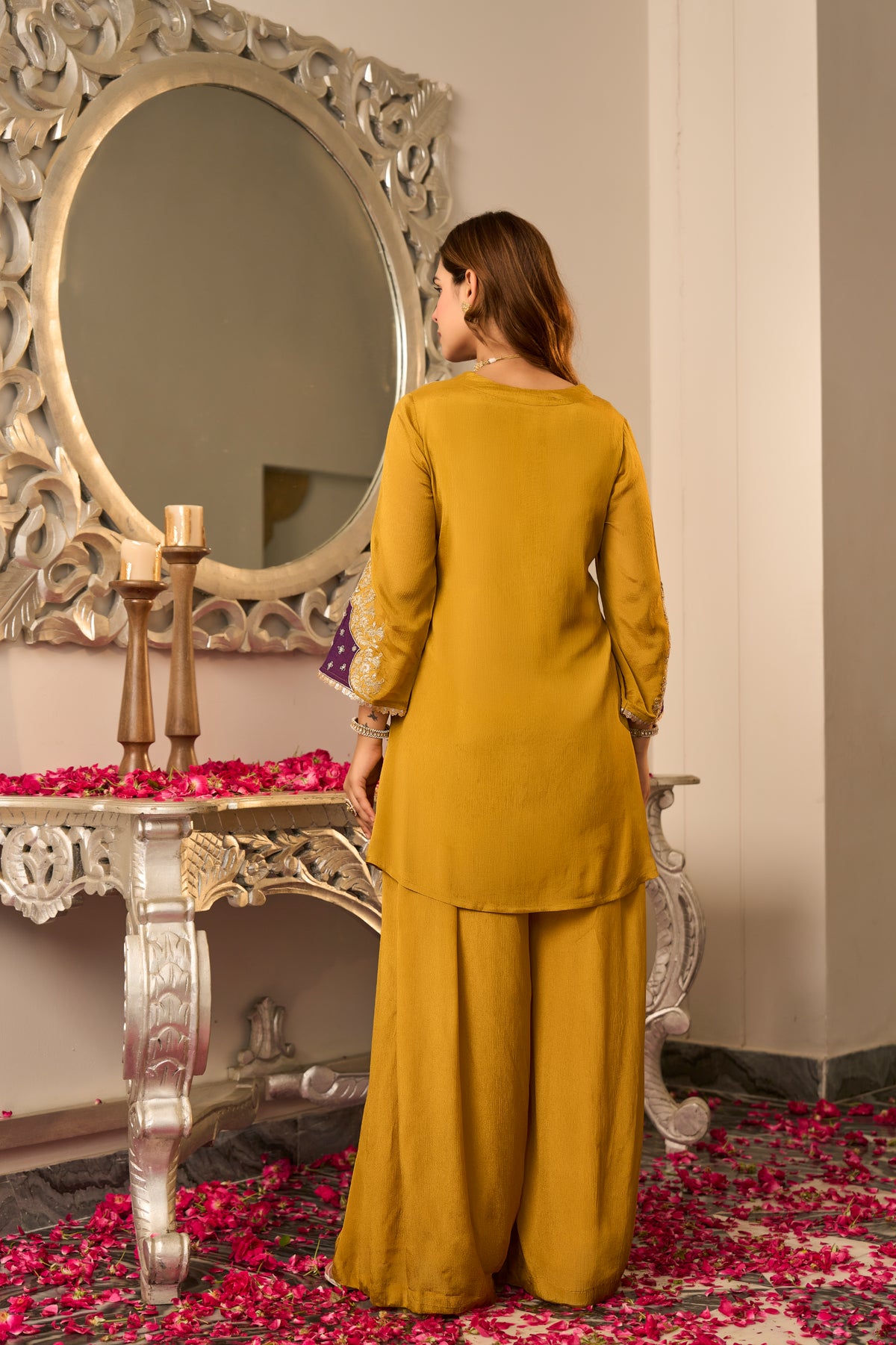 Golden Mustard Embroidered Suit Set
