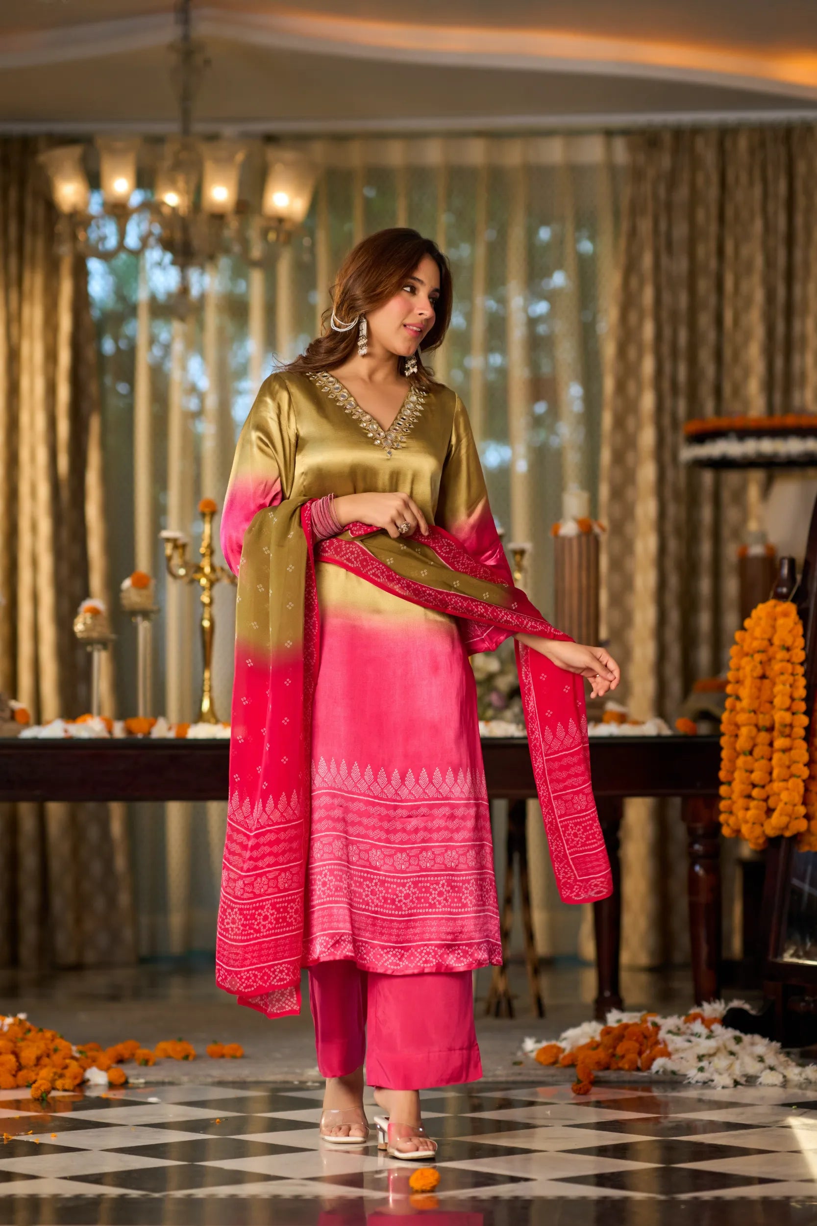 Golden Fuchsia Suit Set