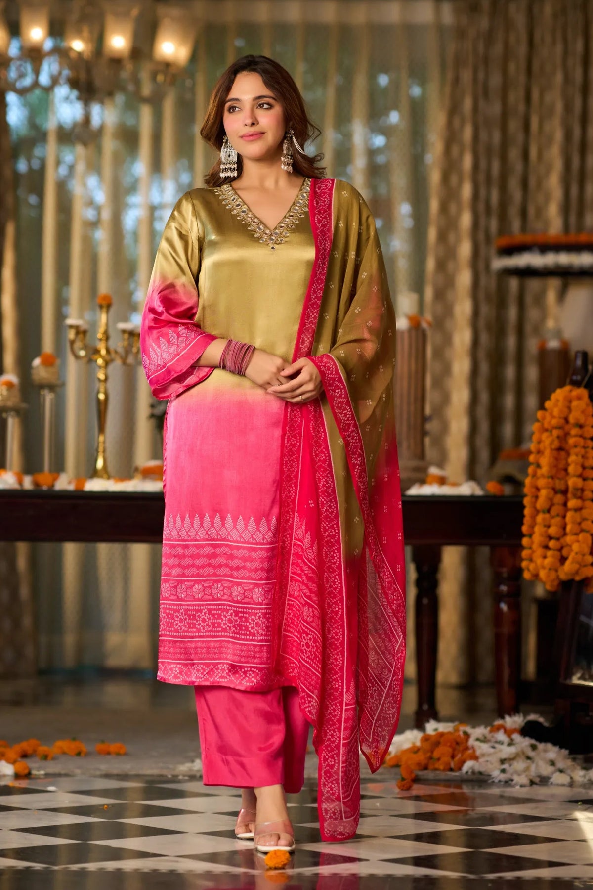 Golden Fuchsia Kurta Set