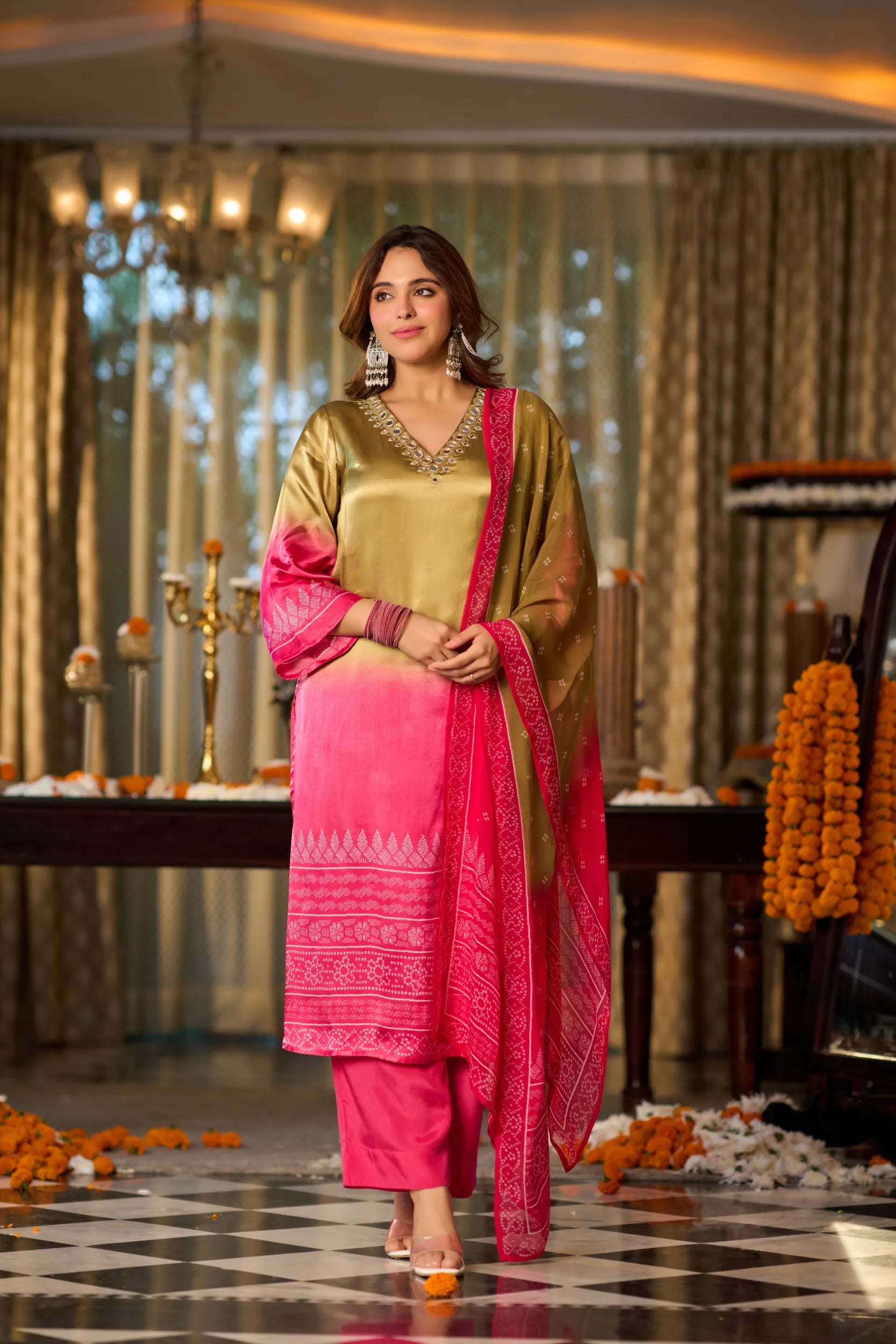 Golden Fuchsia Suit Set