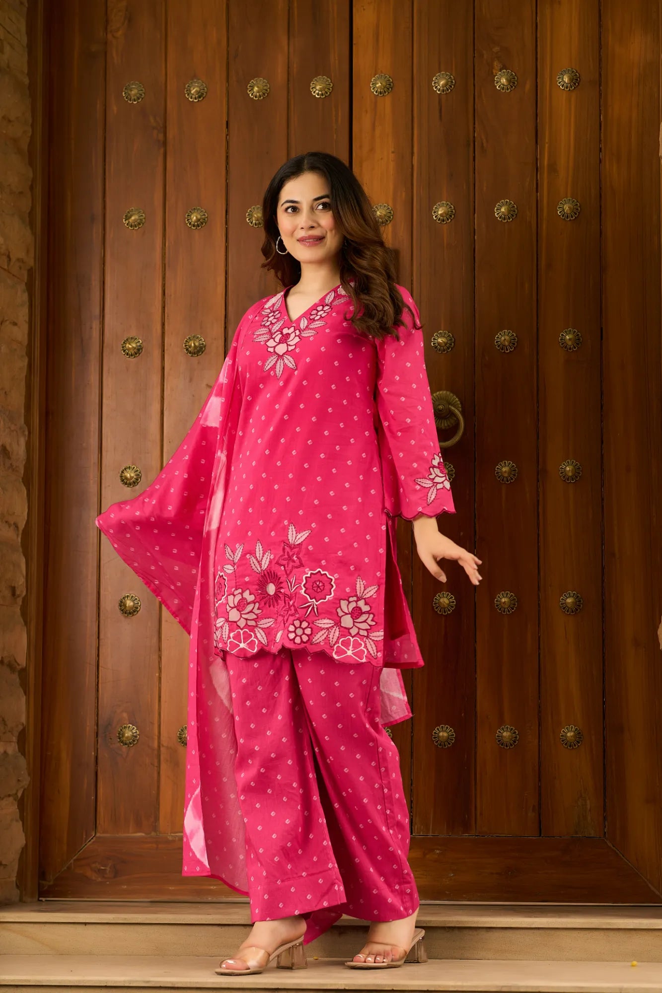 Pink Patchwork Suit Set