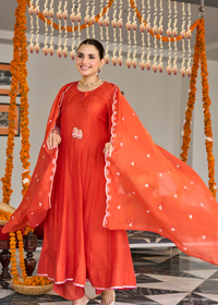 Sunset Orange Festive Suit Set