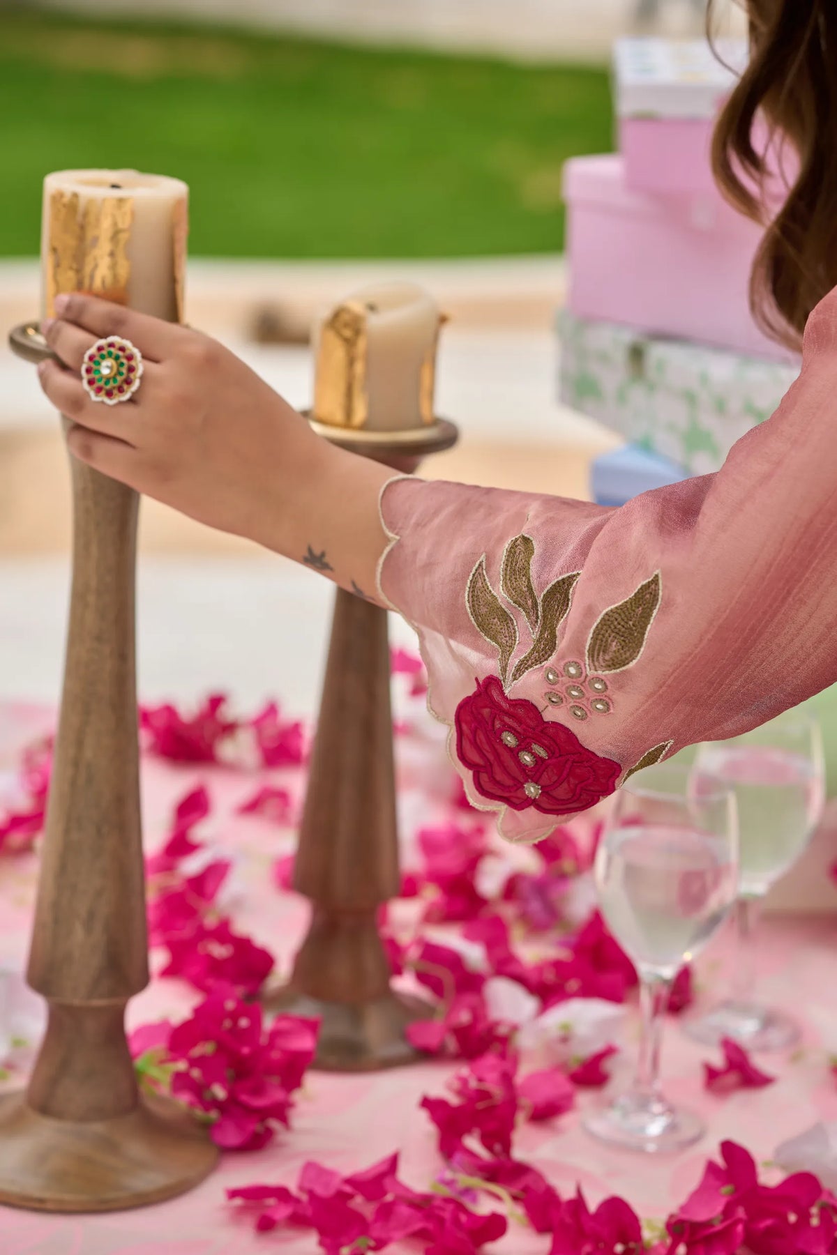 Rose Bloom Embroidered Suit Set
