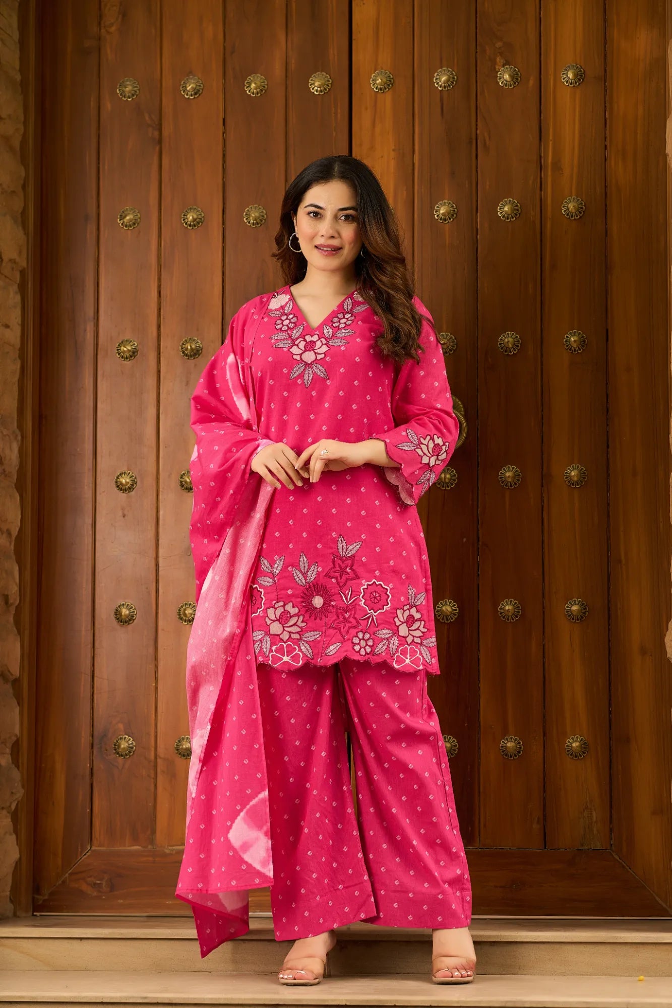Pink Patchwork Suit Set
